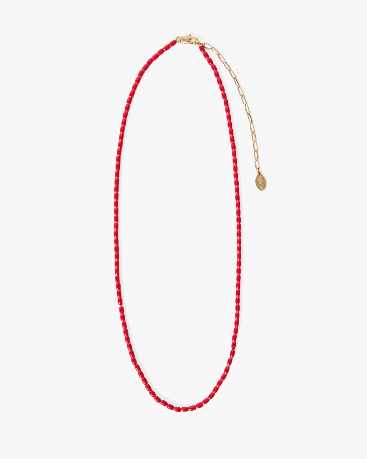 Enamel Barrel Chain Necklace in Poppy