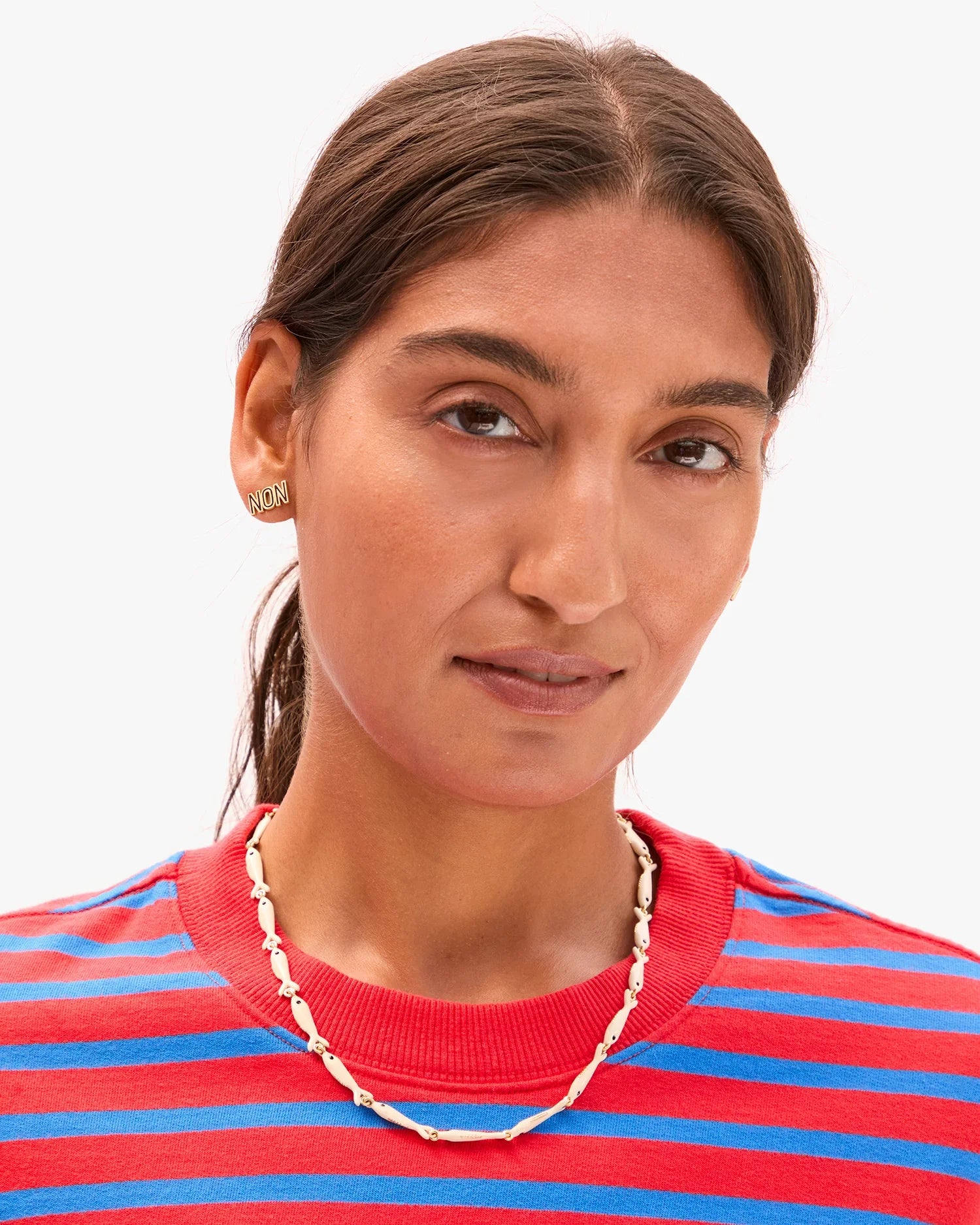 Enamel Sardine Necklace in Cream