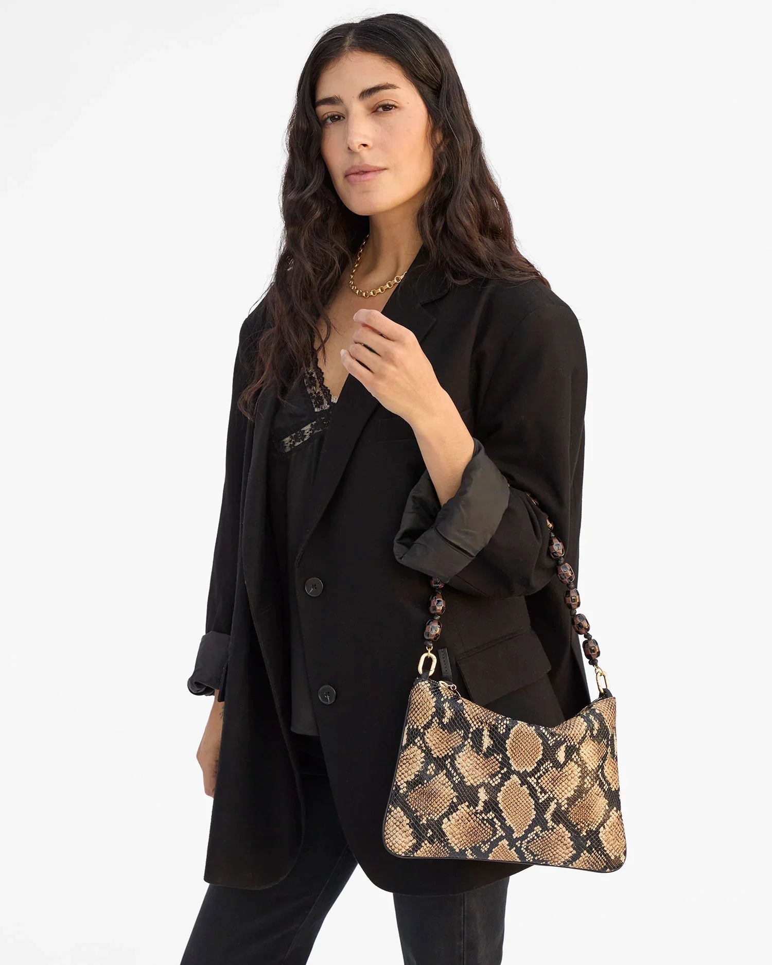 Shortie Strap in Black/Brown Checker