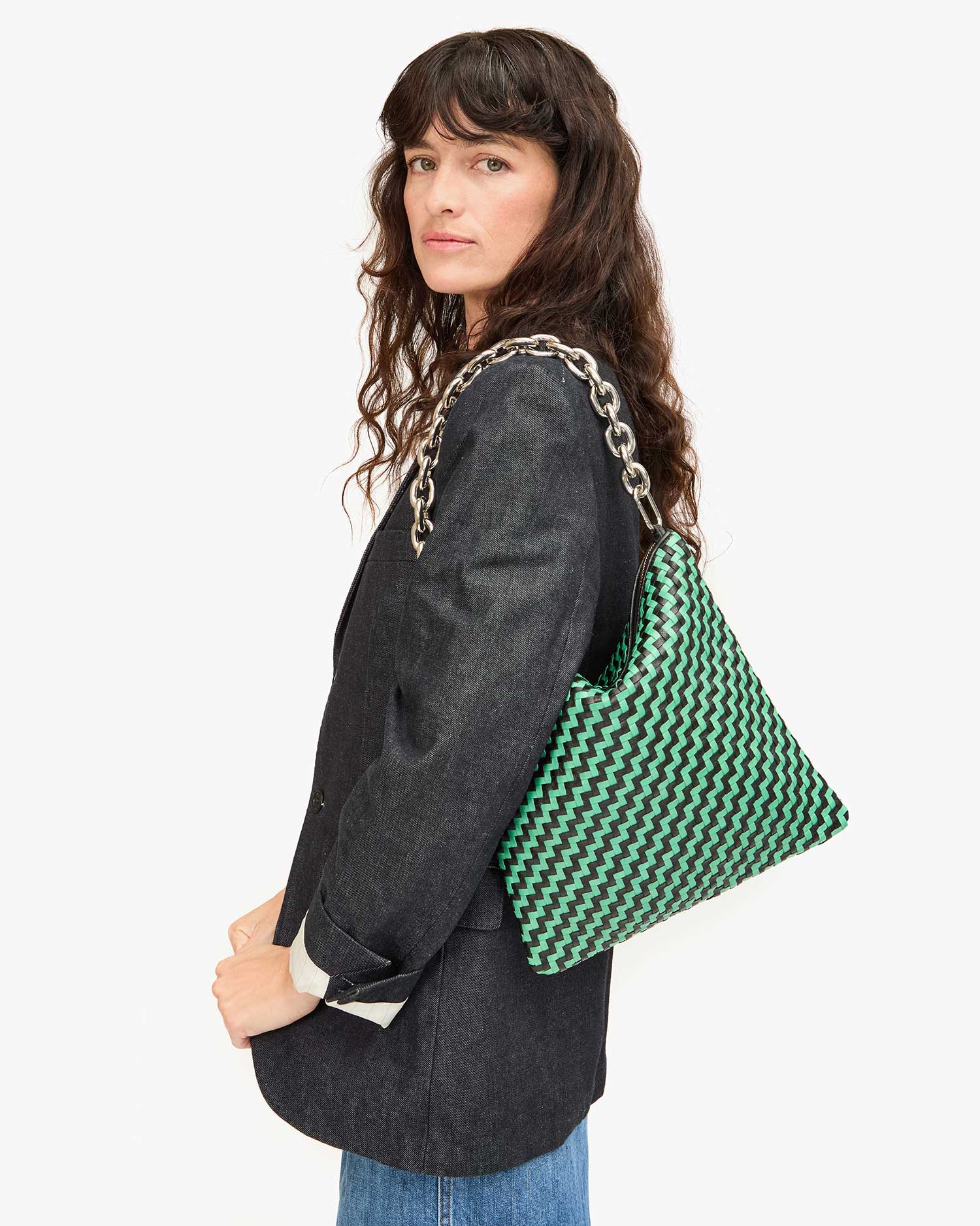 Foldover Clutch in Mint & Black