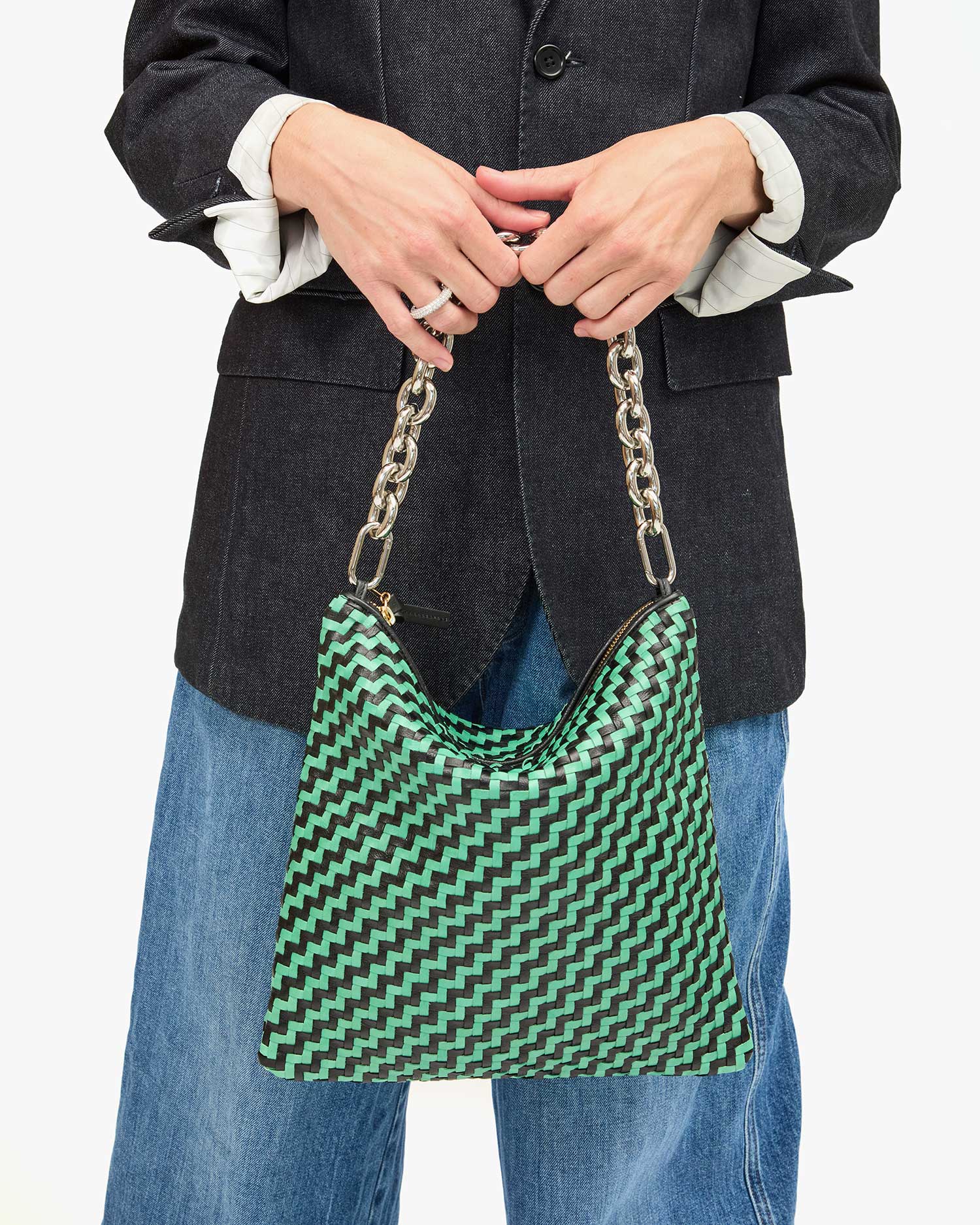 Foldover Clutch in Mint & Black