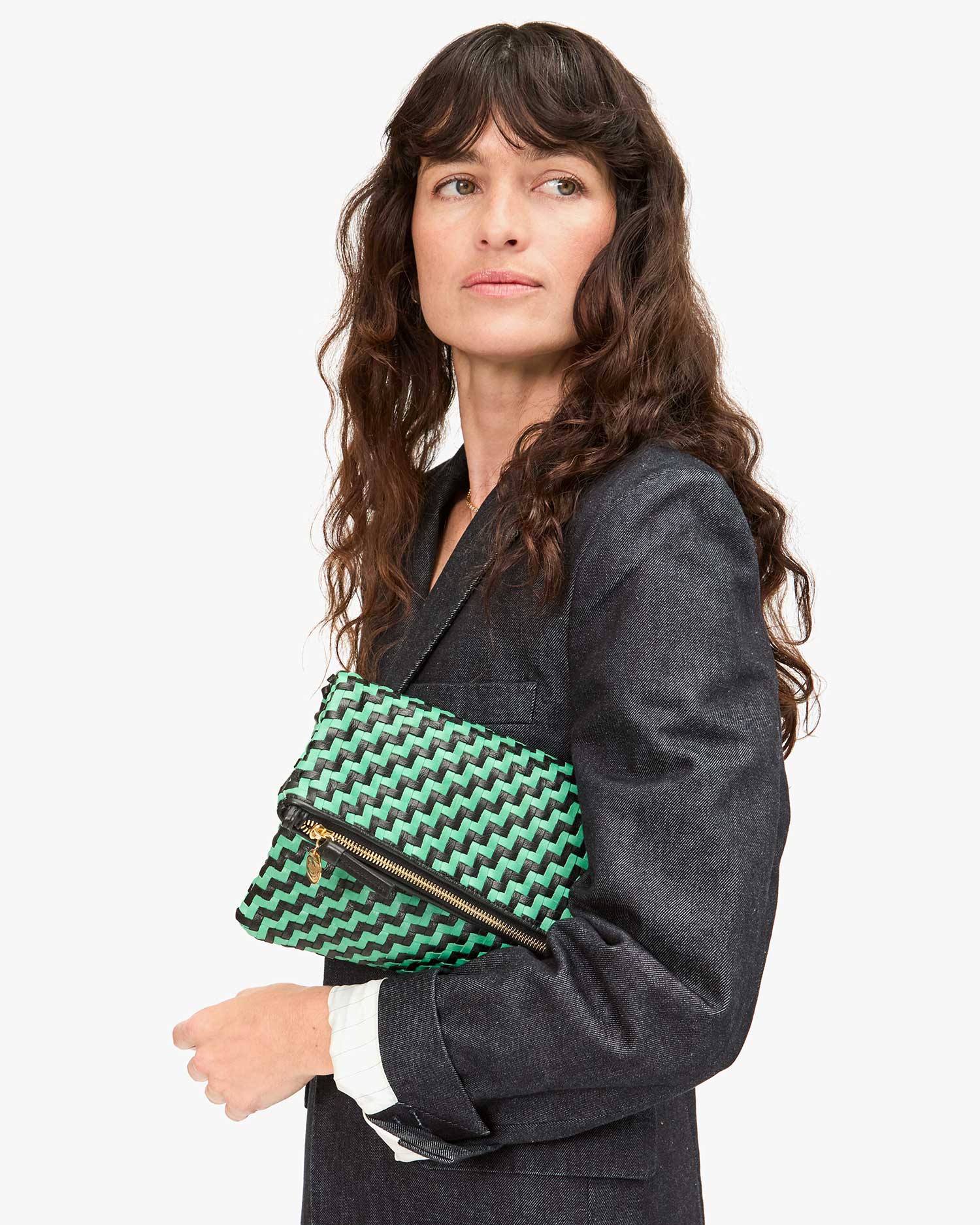 Foldover Clutch in Mint & Black