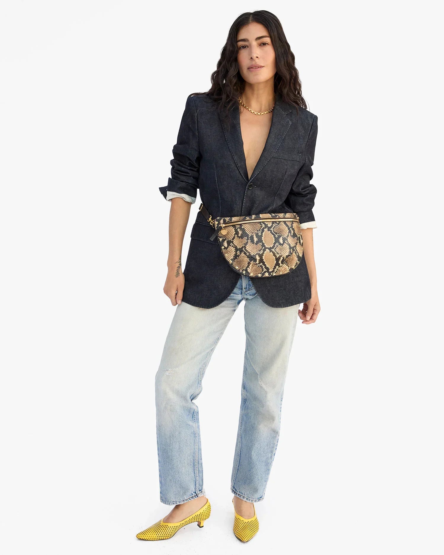Grande Fanny in Tan Desert Snake w/ Piping & Studs