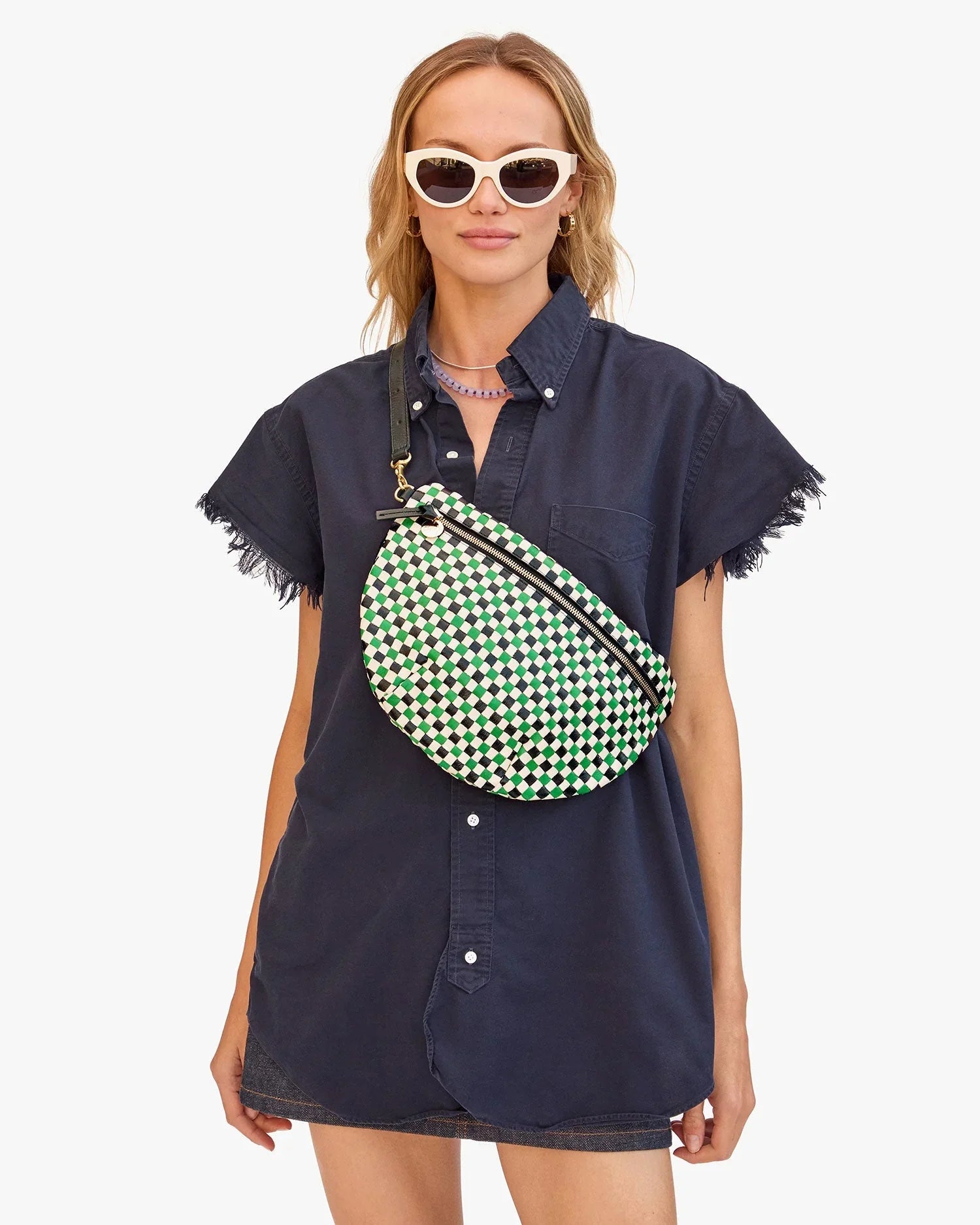Grande Fanny in Green Apple Multi Woven Checker