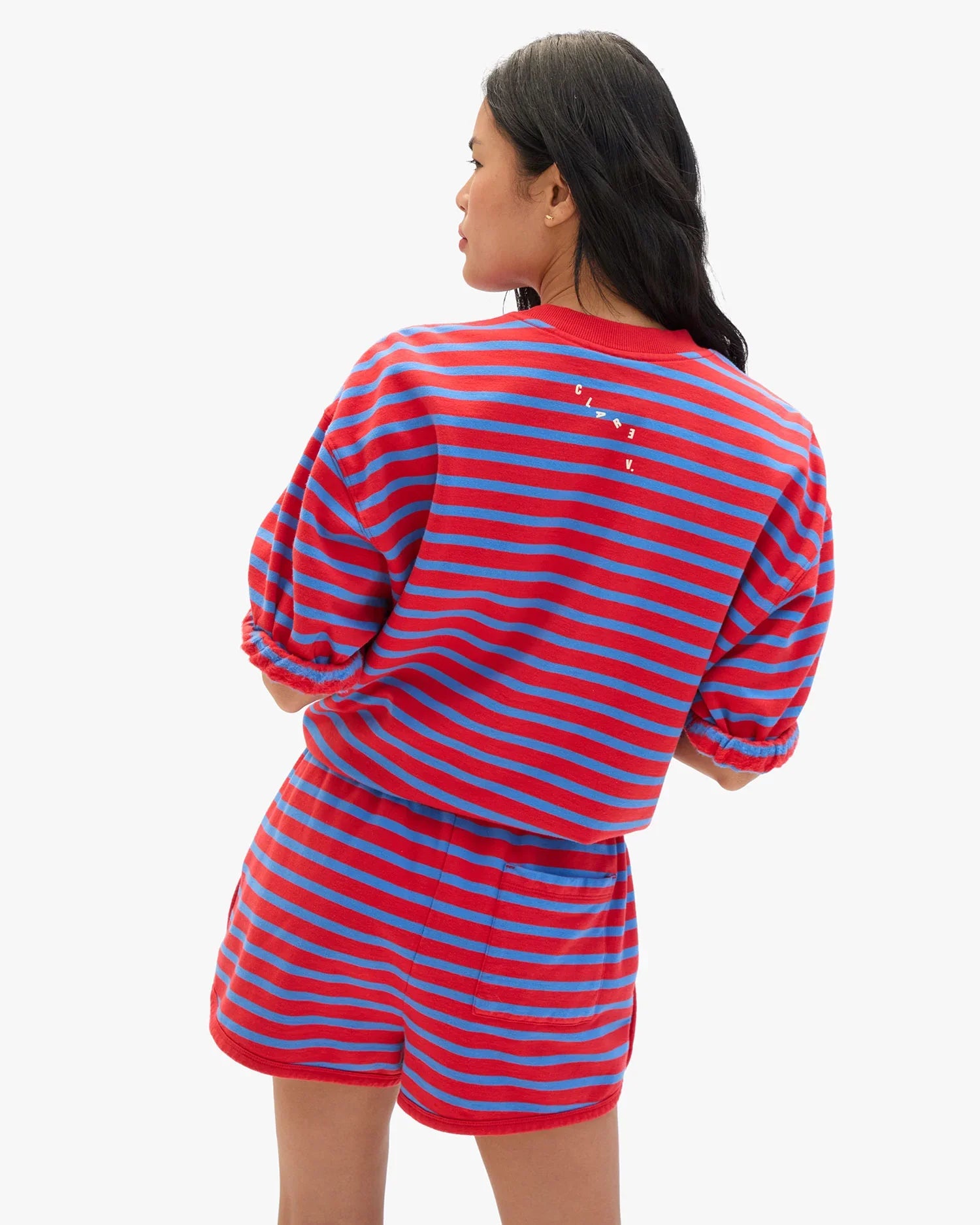 Le Jogging Short in Red/Bright Cobalt Stripe