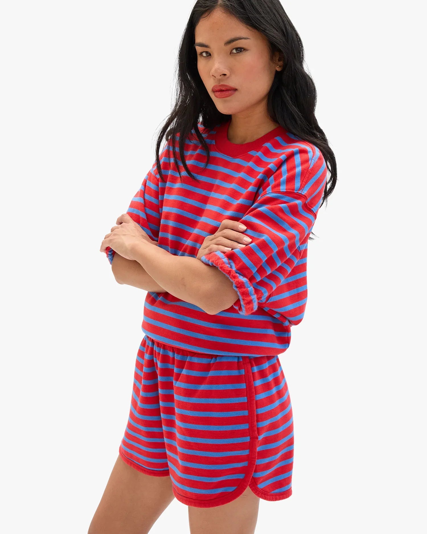 Le Jogging Short in Red/Bright Cobalt Stripe