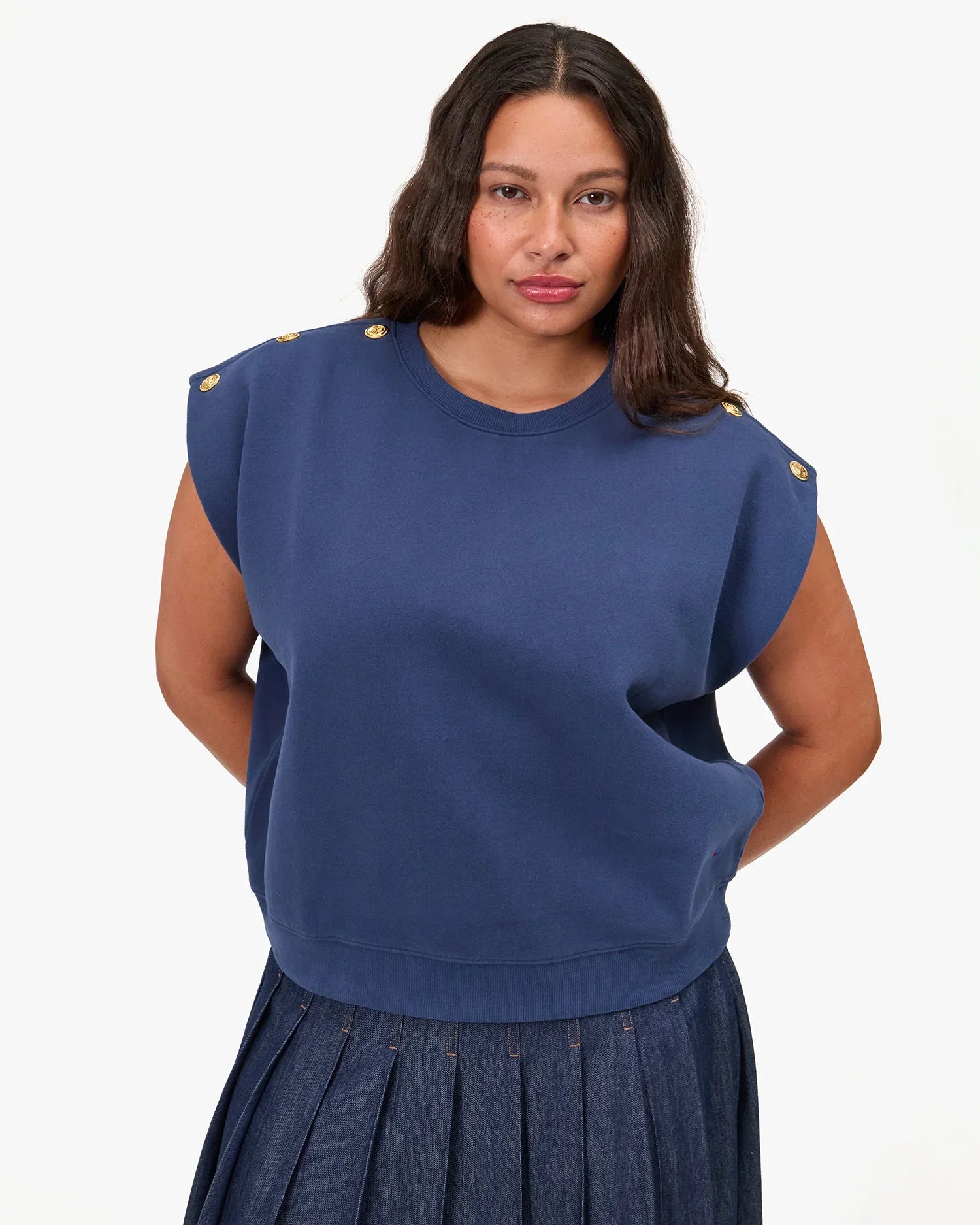 Le Vest in Navy w/ Gold Anchor Button