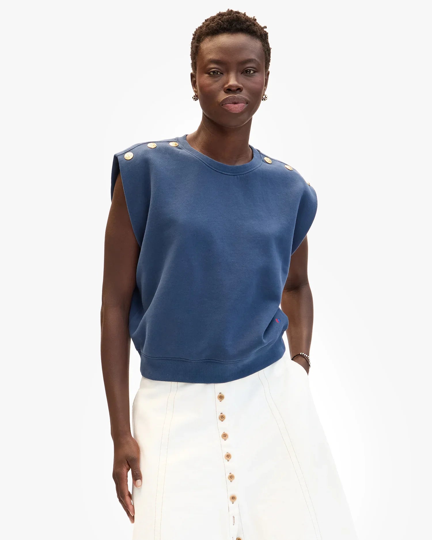 Le Vest in Navy w/ Gold Anchor Button