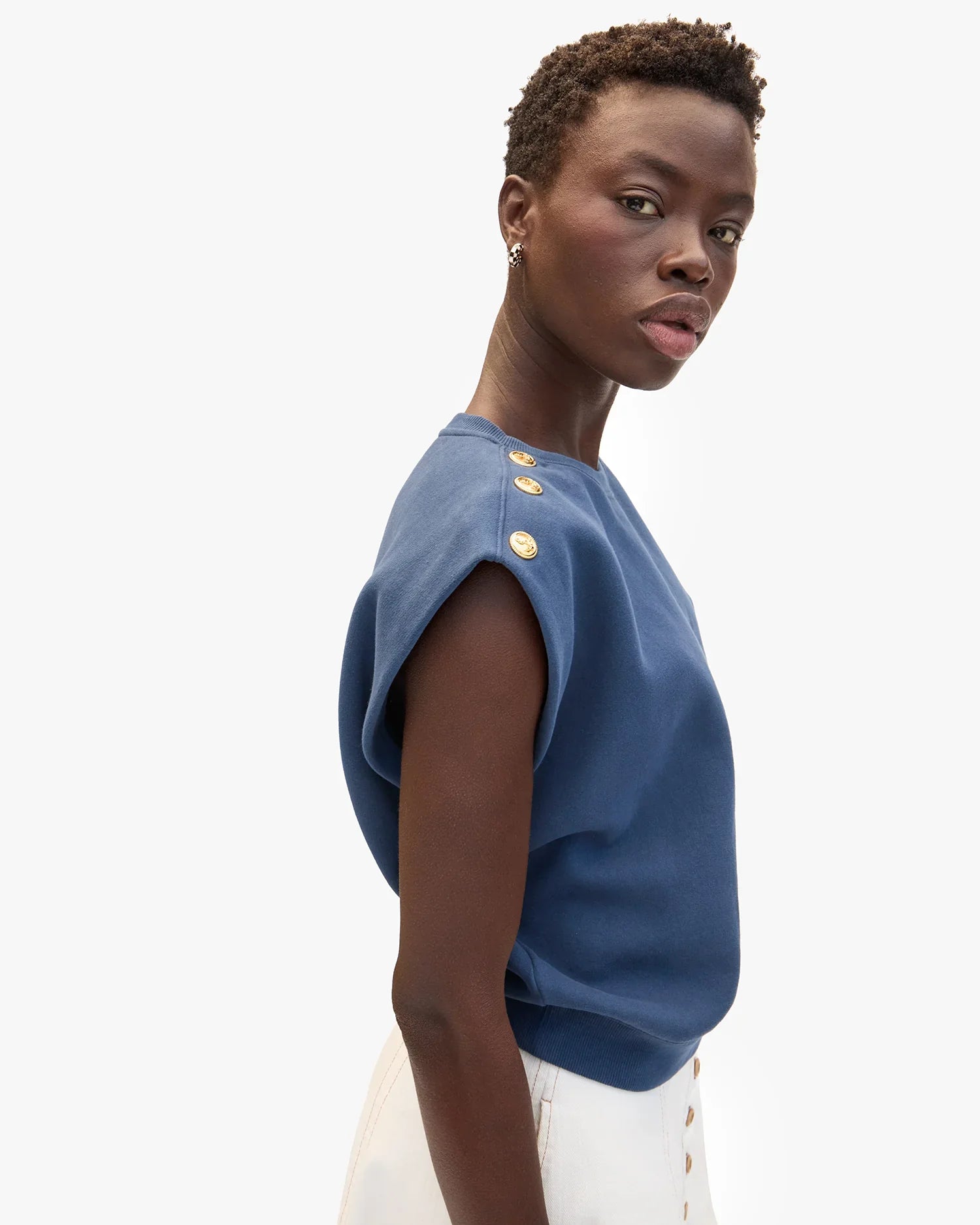 Le Vest in Navy w/ Gold Anchor Button
