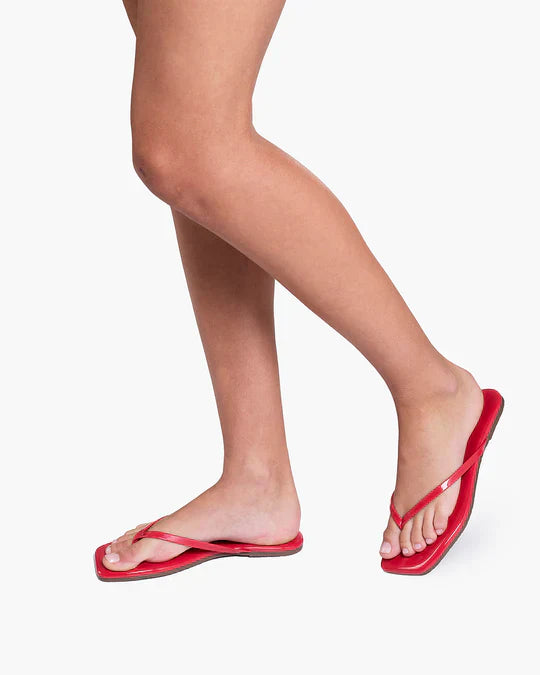 Square Toe Lily Flip Flop in Red Gloss