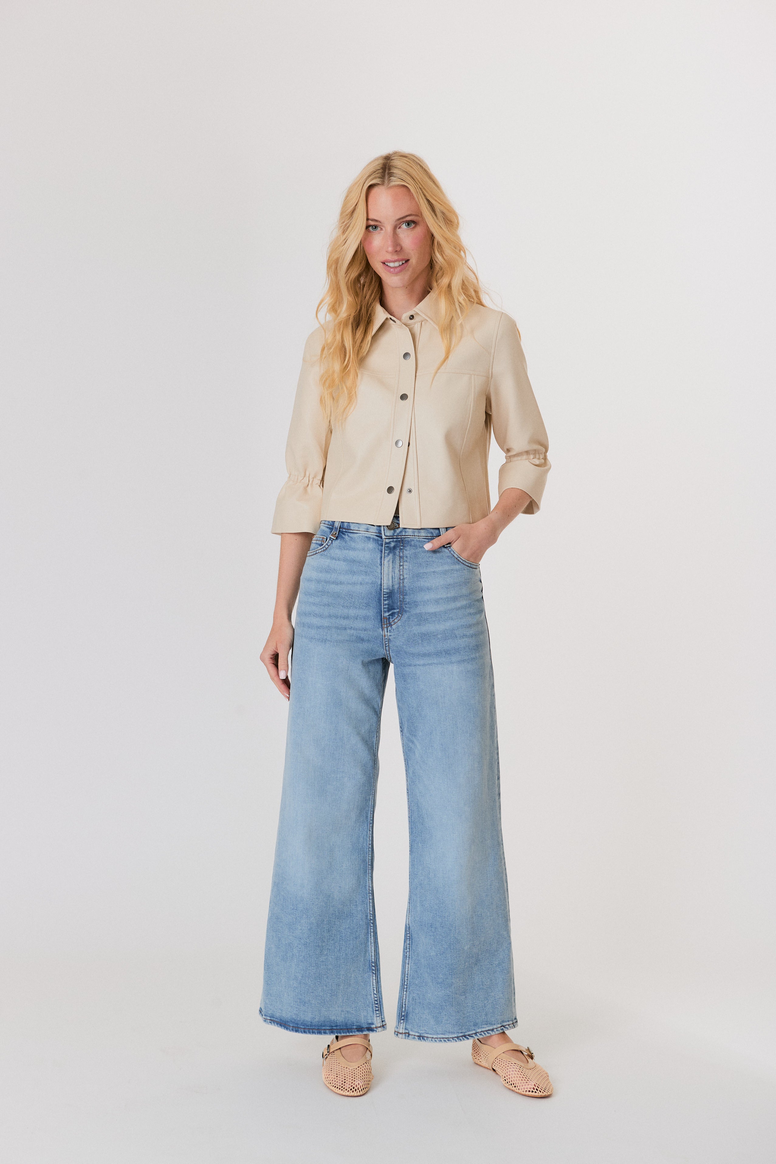 Ruffle Sleeve Jacket in Natural