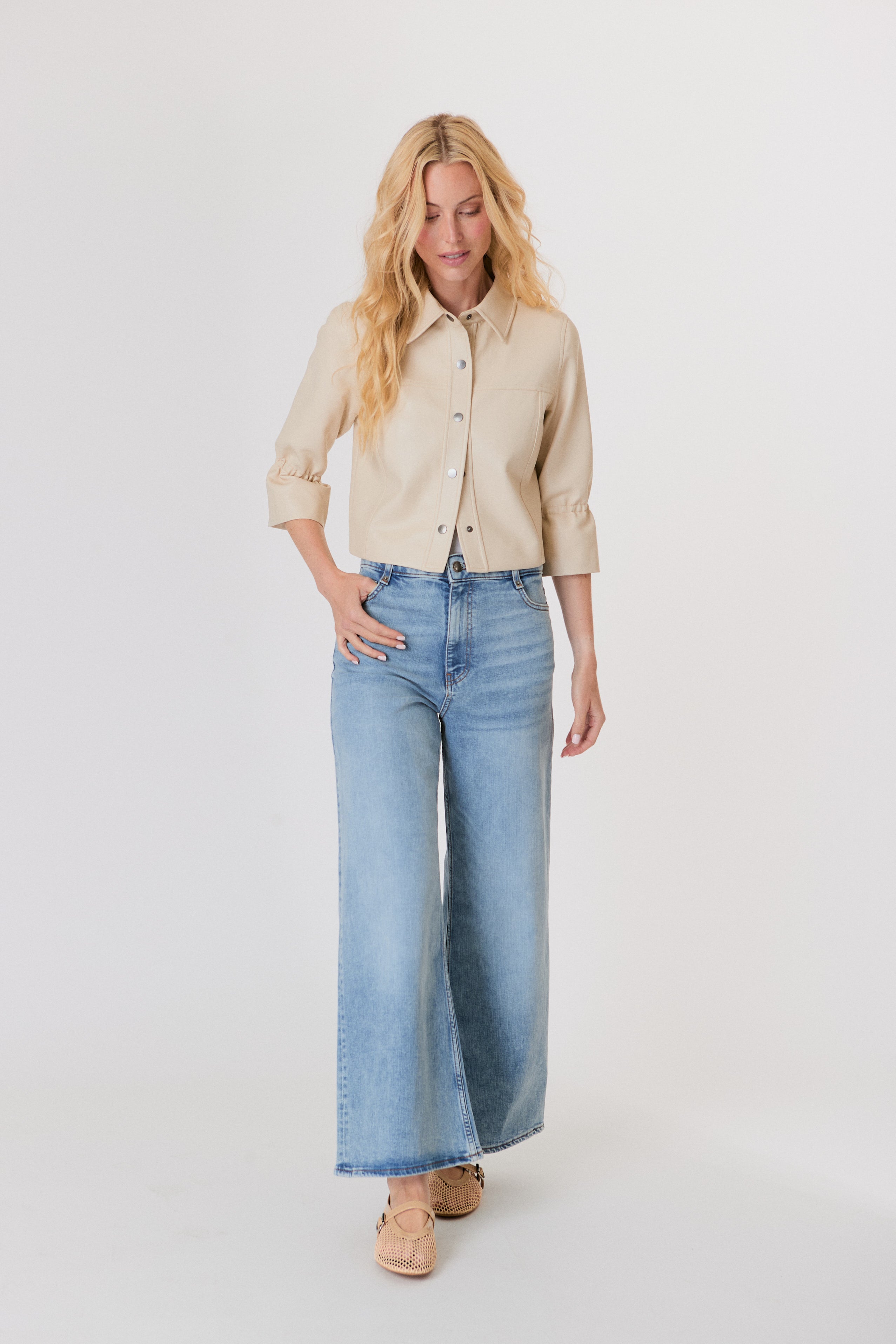 Ruffle Sleeve Jacket in Natural