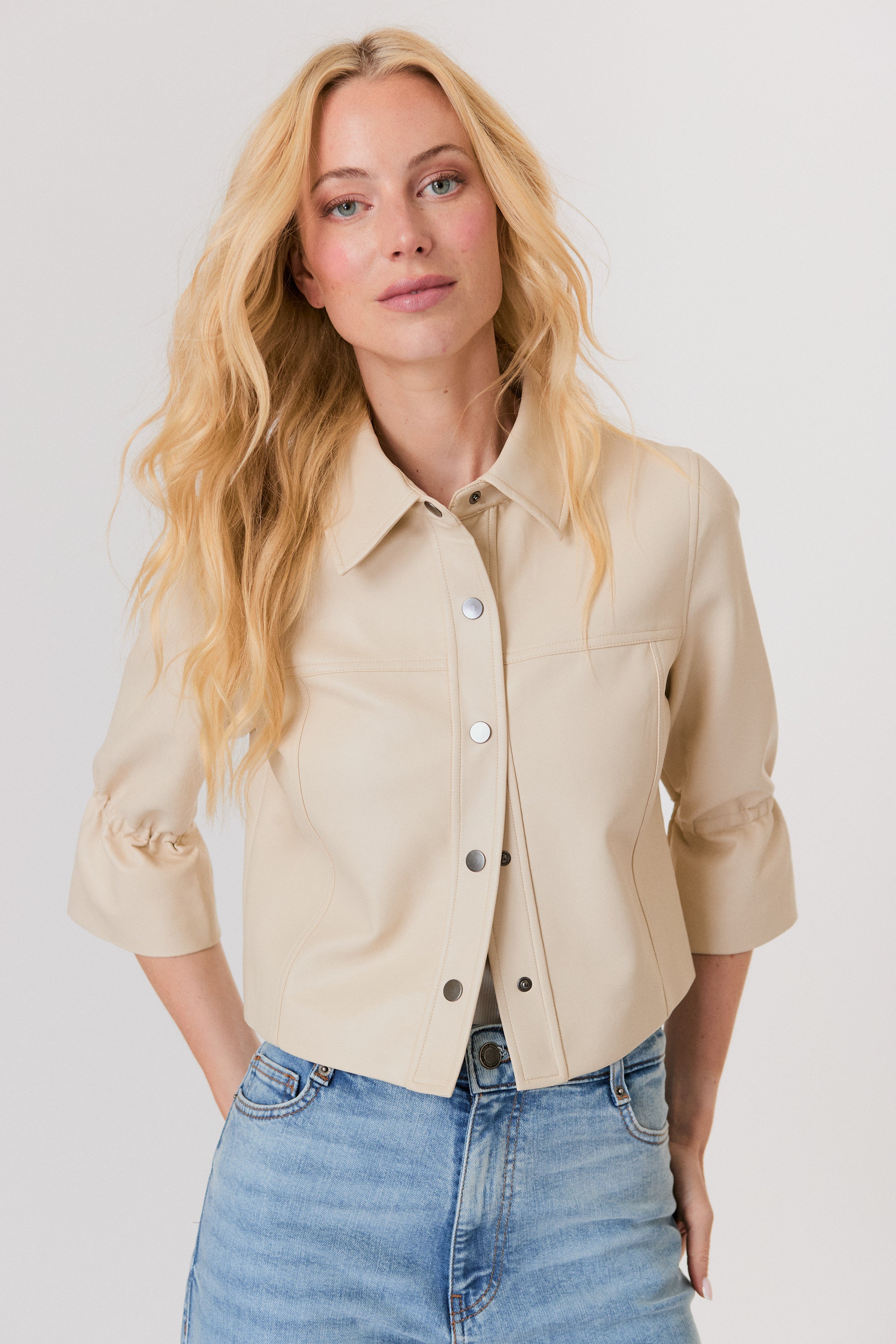 Ruffle Sleeve Jacket in Natural