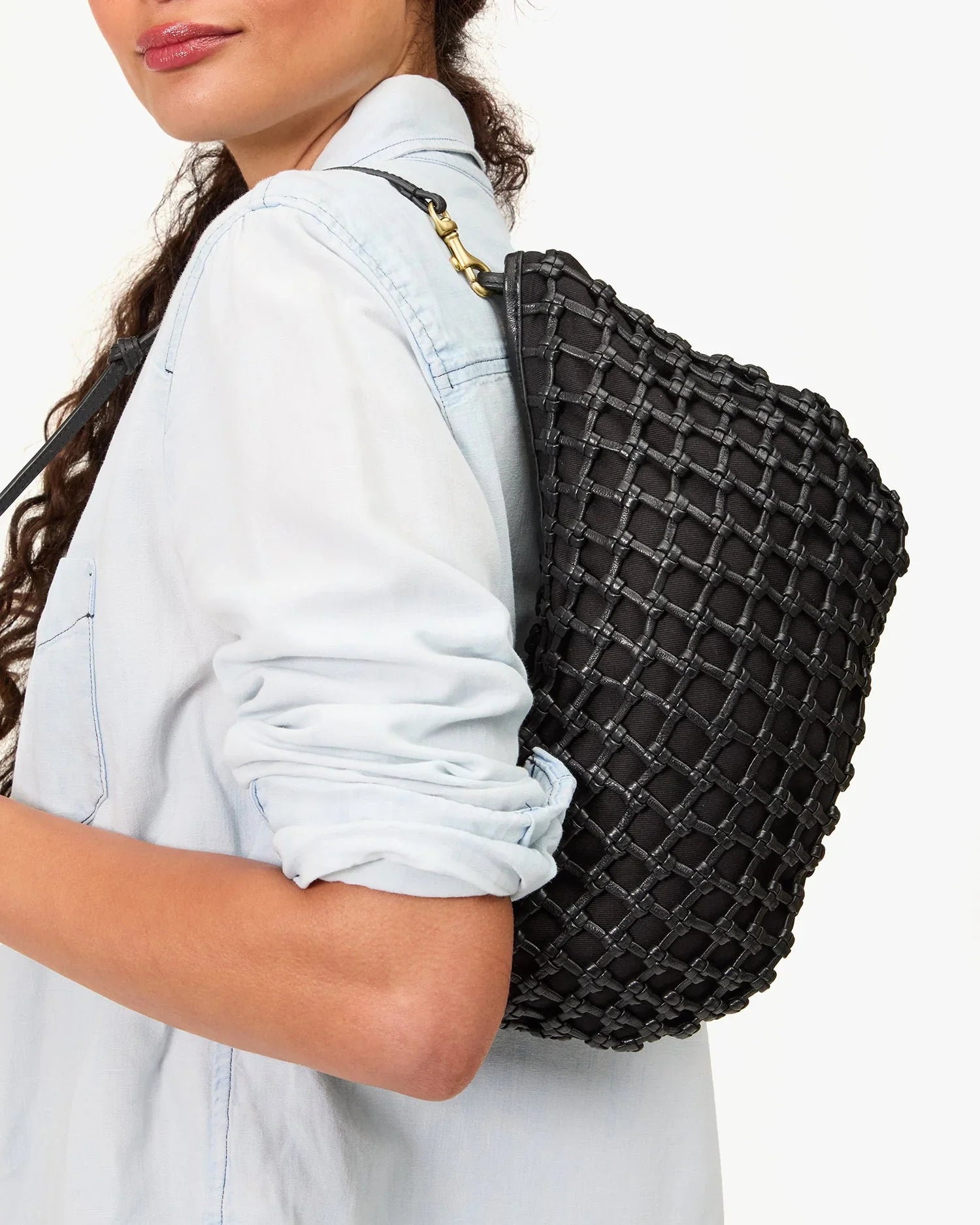 Lune in Black Knot Woven Leather