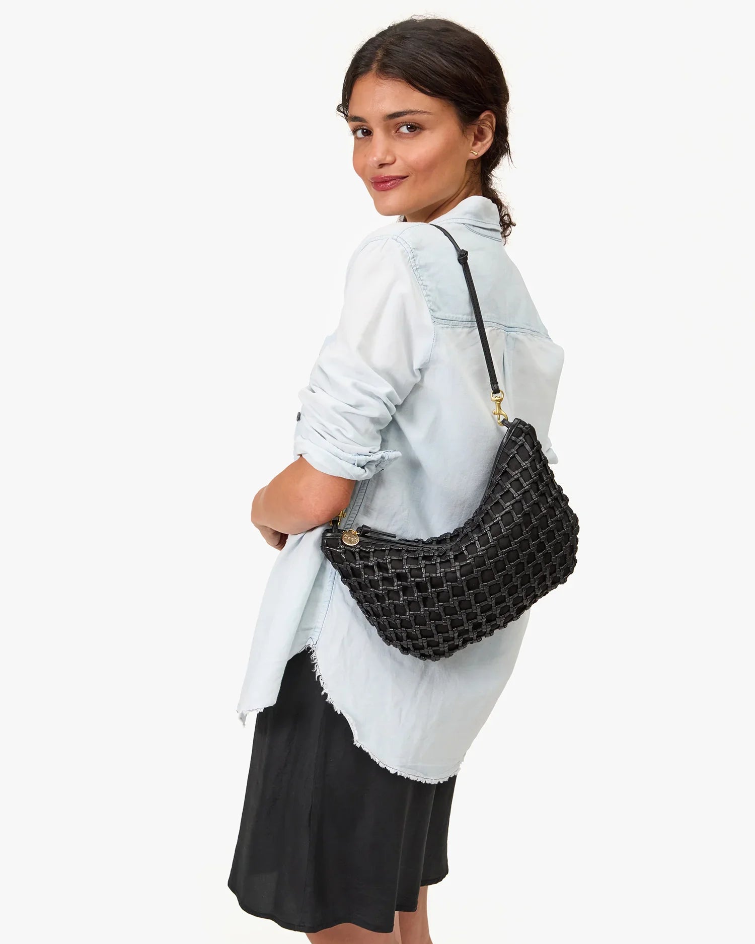 Lune in Black Knot Woven Leather