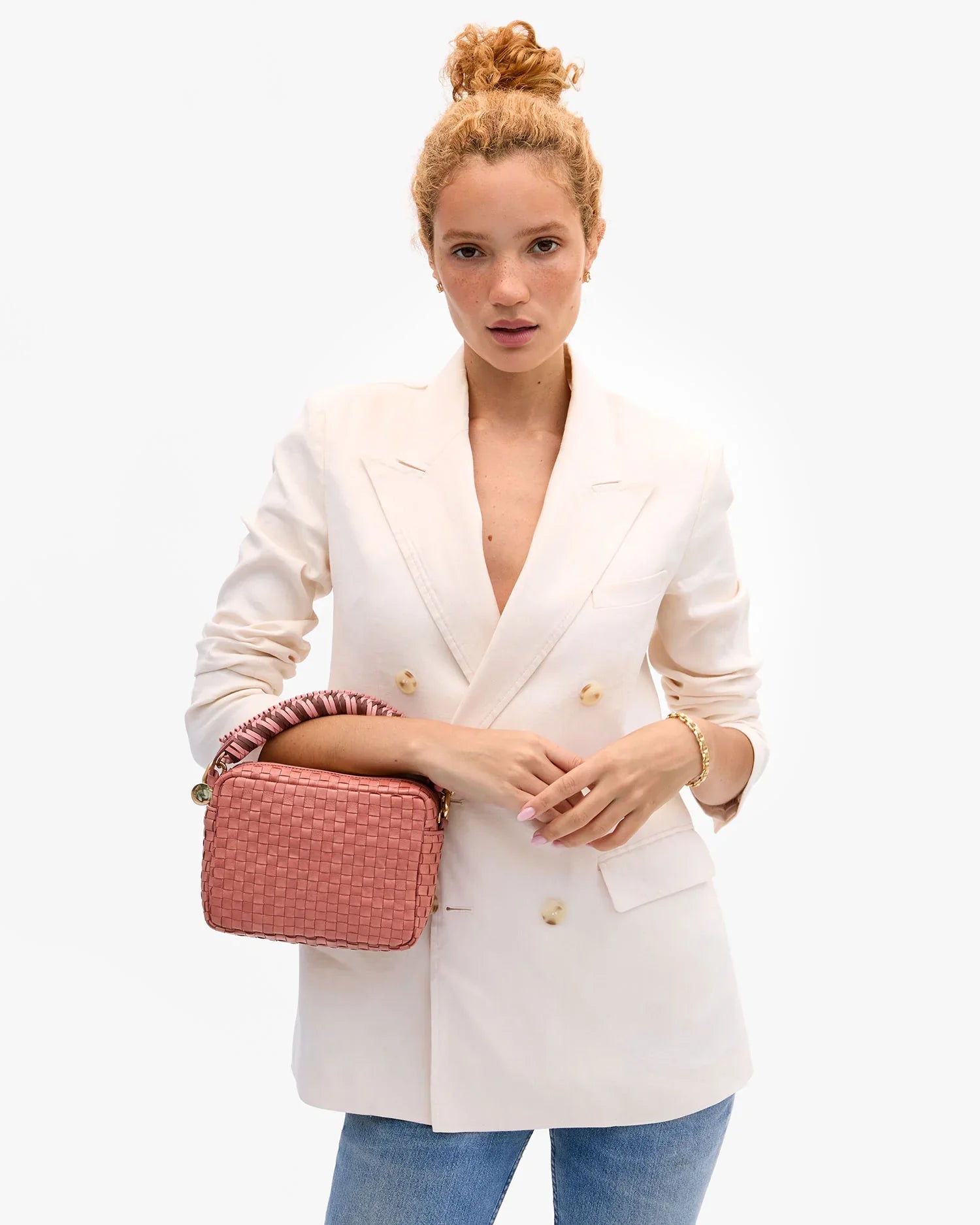 Midi Sac in Rose Clay Woven Checker
