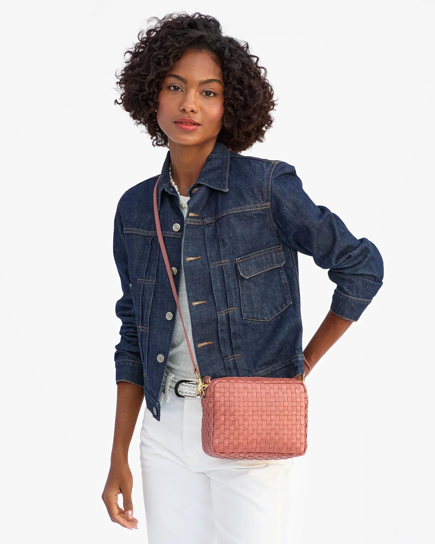 Midi Sac in Rose Clay Woven Checker