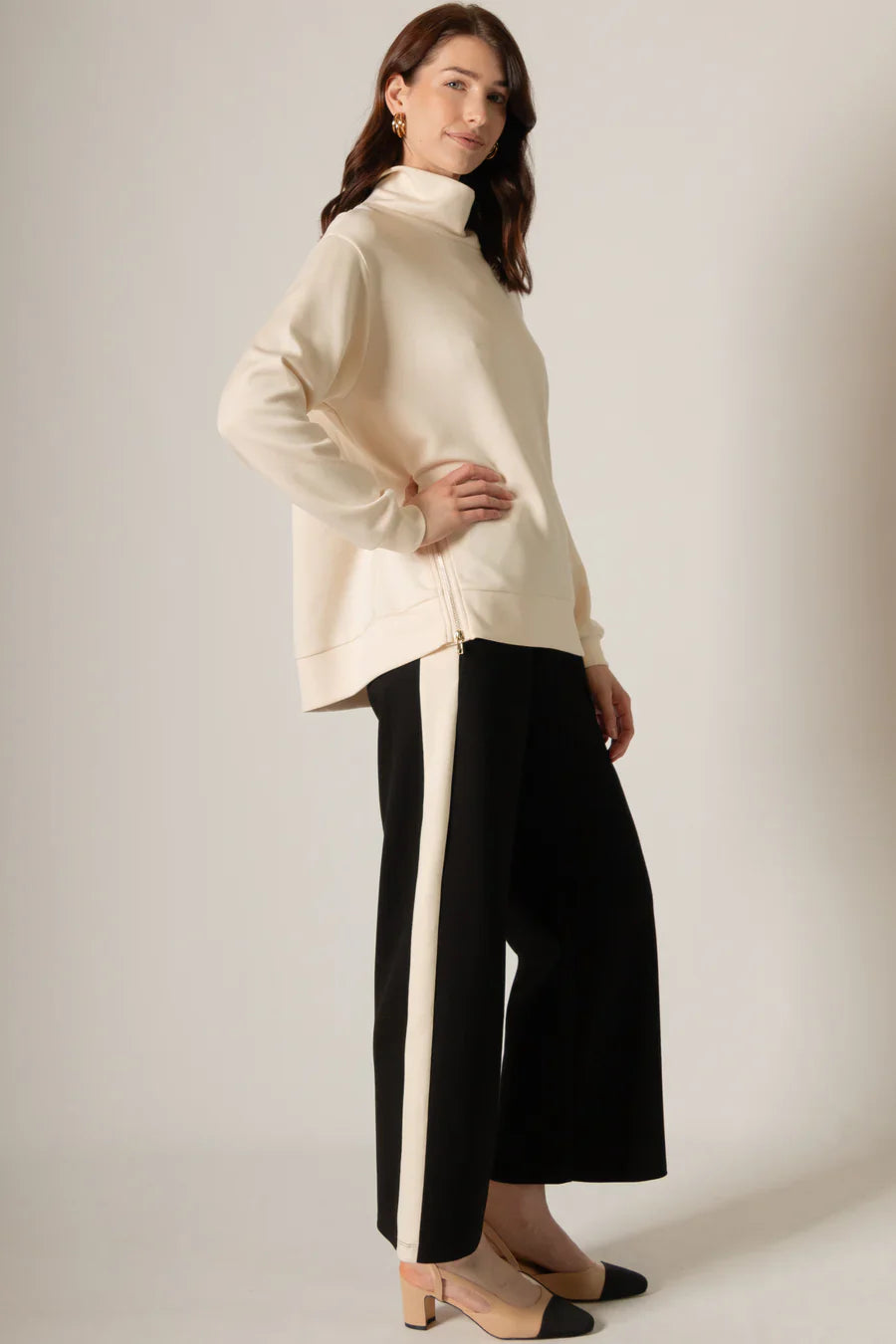 Lula Side Stripe Wide Leg Pants in Black