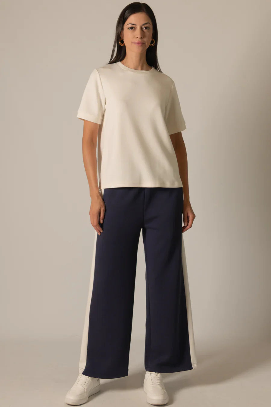 Lula Side Stripe Wide Leg Pants in Navy