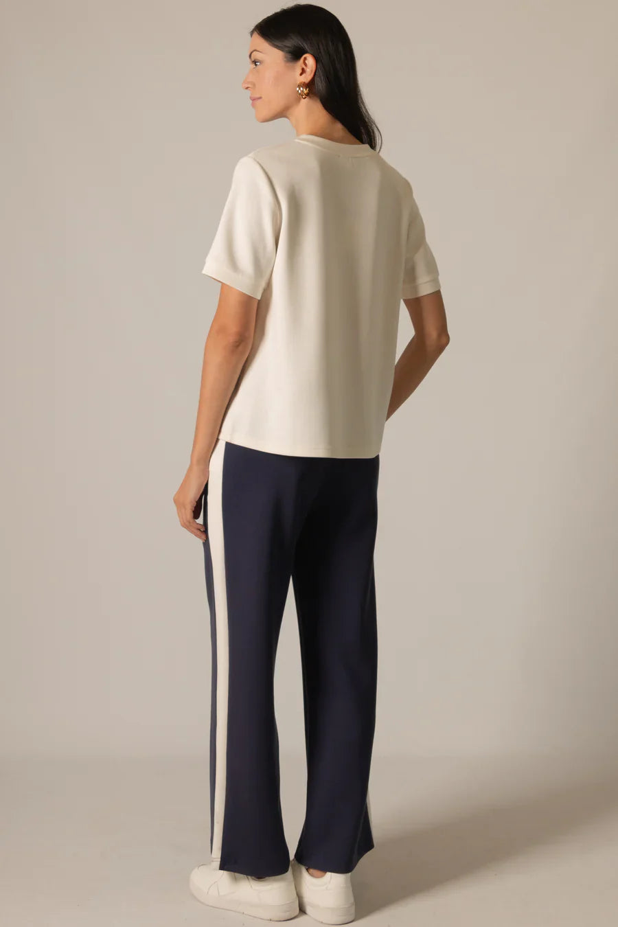Lula Side Stripe Wide Leg Pants in Navy