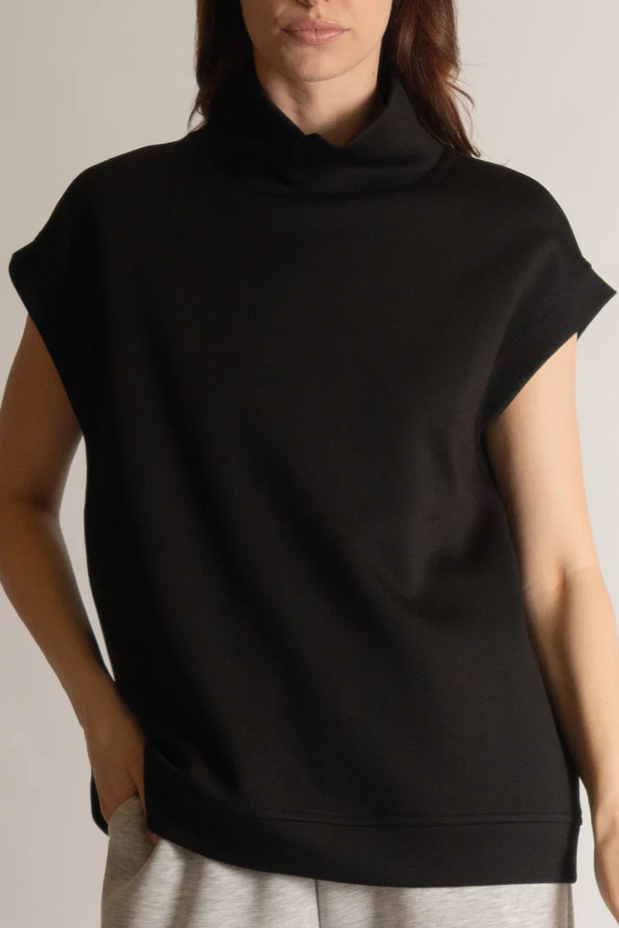 Elison Mock Neck Top in Black