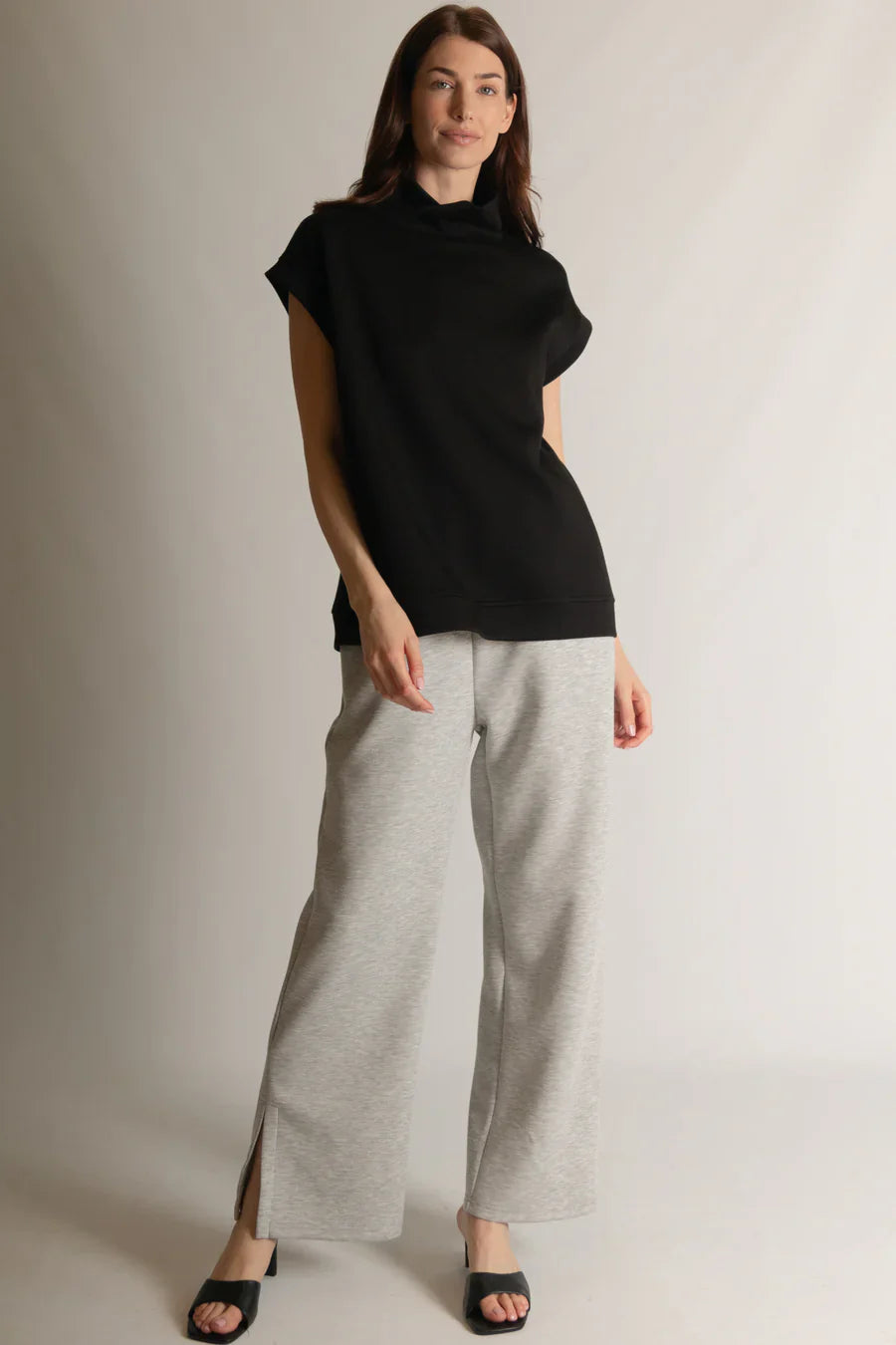 Elison Mock Neck Top in Black