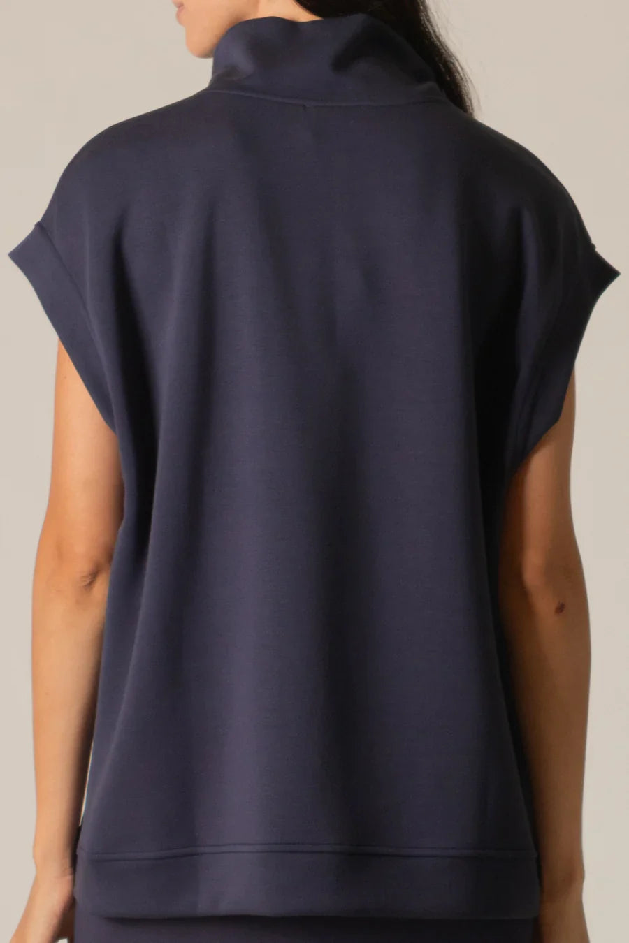 Elison Mock Neck Top in Navy