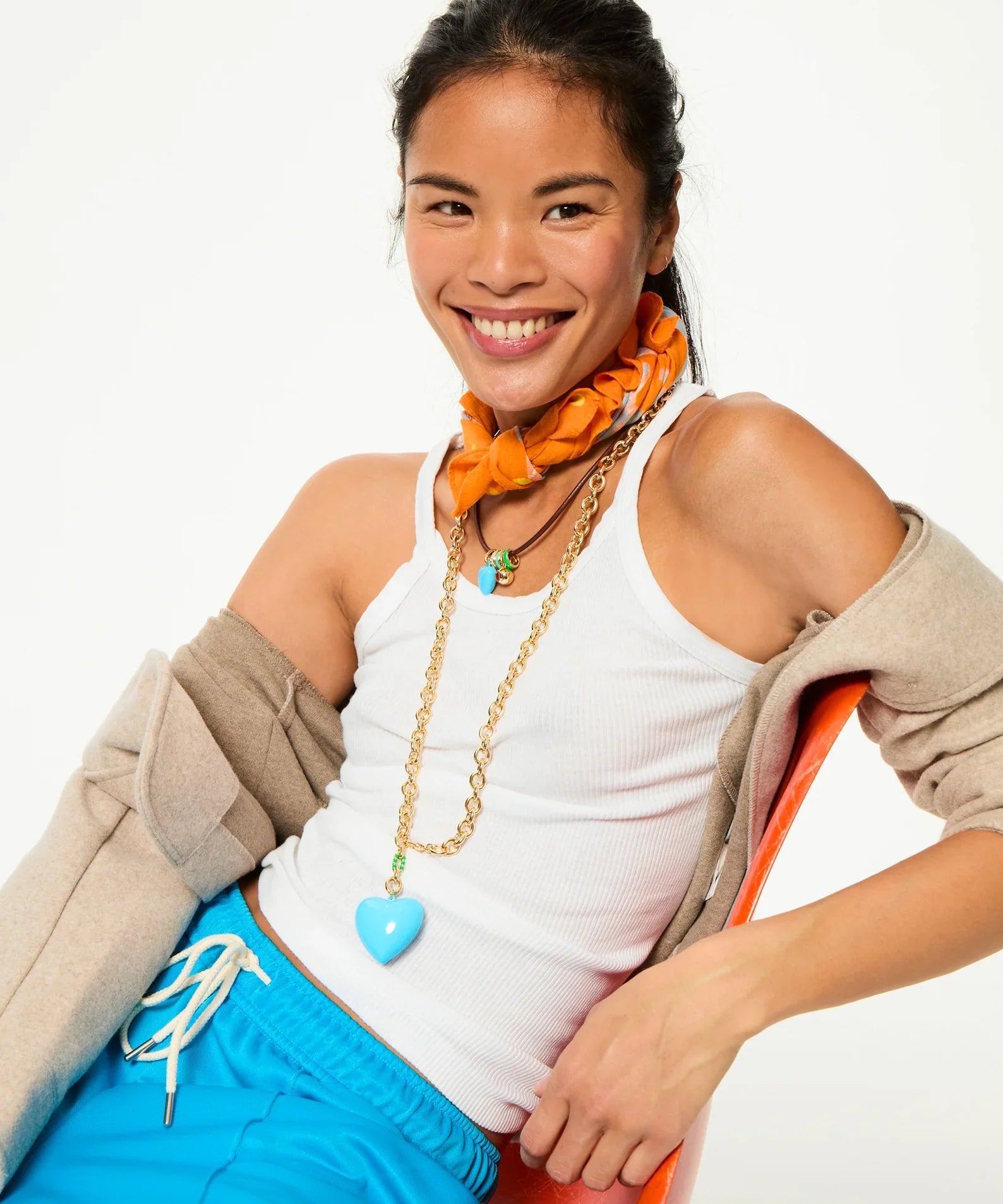 The Happy Heart Necklace in Blue