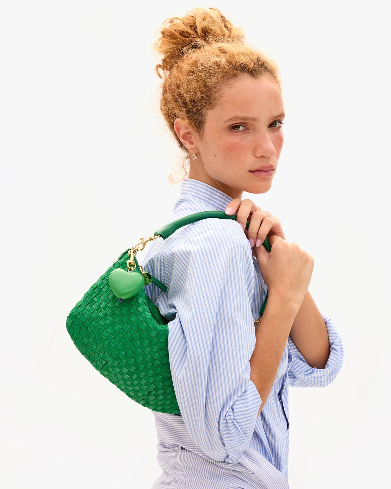 Petit Moyen Messenger in Grass Leather/Suede Woven Checker