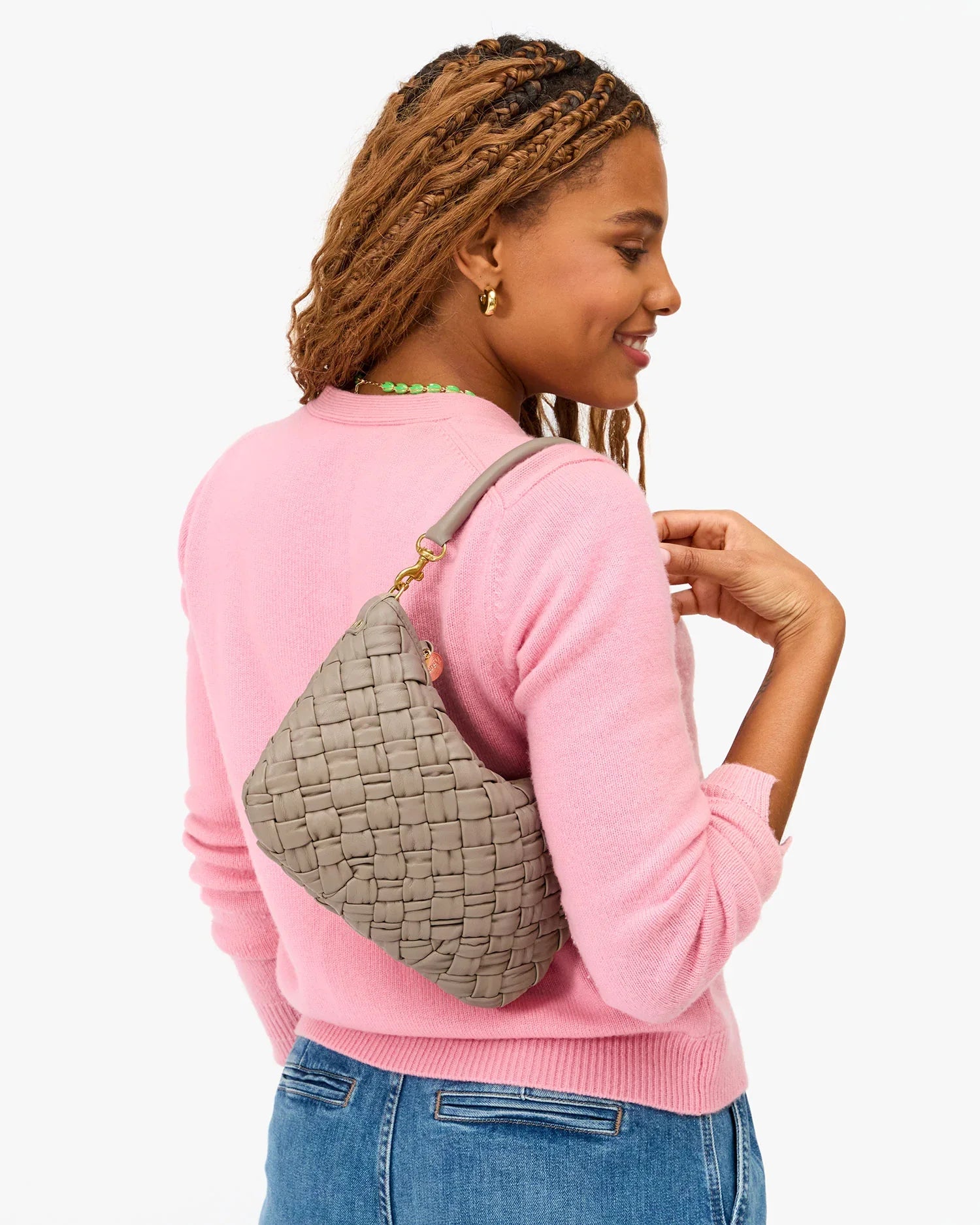 Petit Moyen in Dove Puffy Woven Nappa
