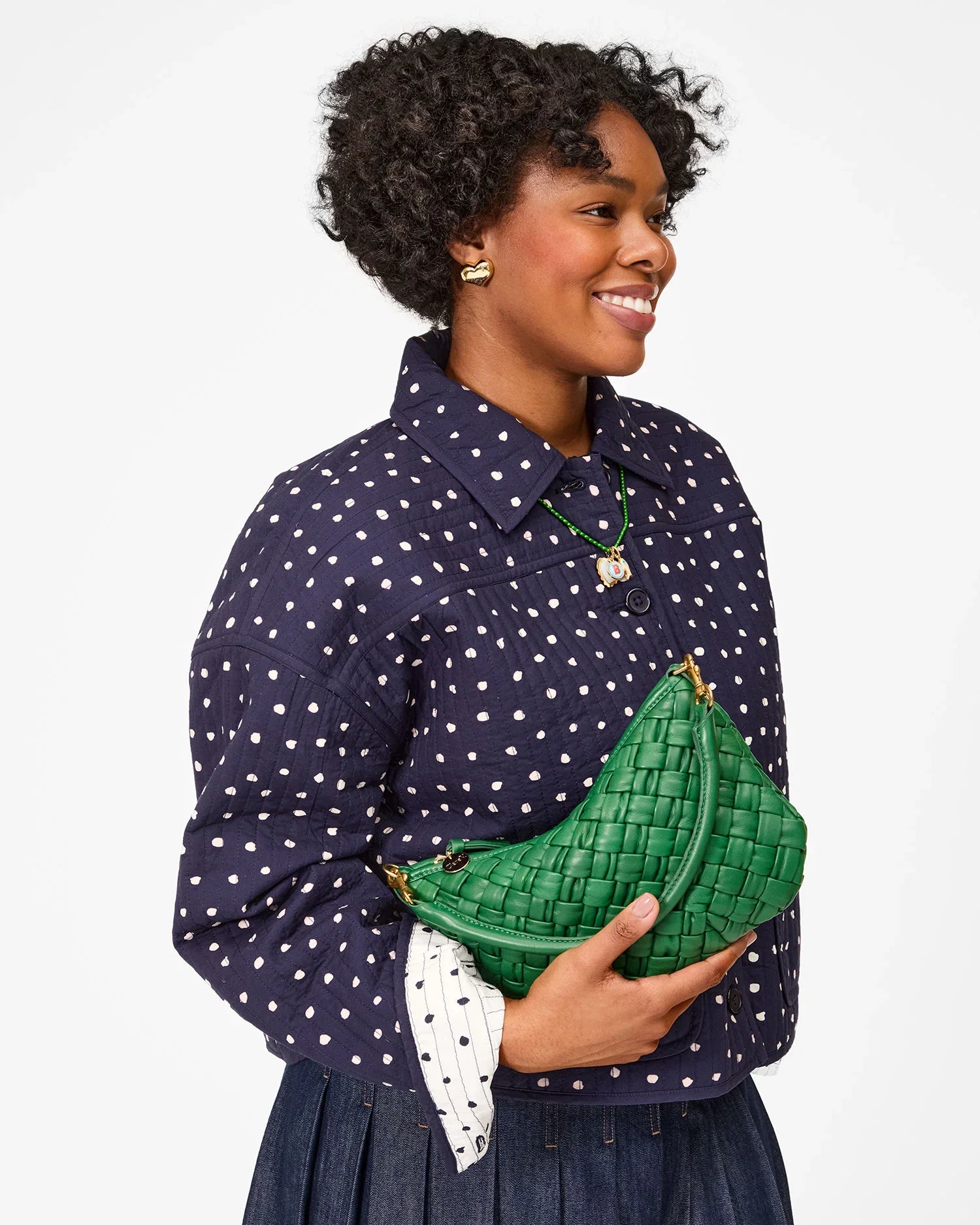 Petit Moyen in Fern Puffy Woven Nappa
