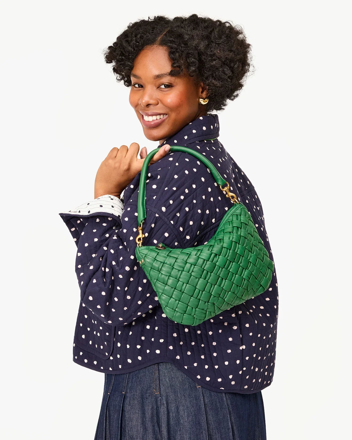 Petit Moyen in Fern Puffy Woven Nappa