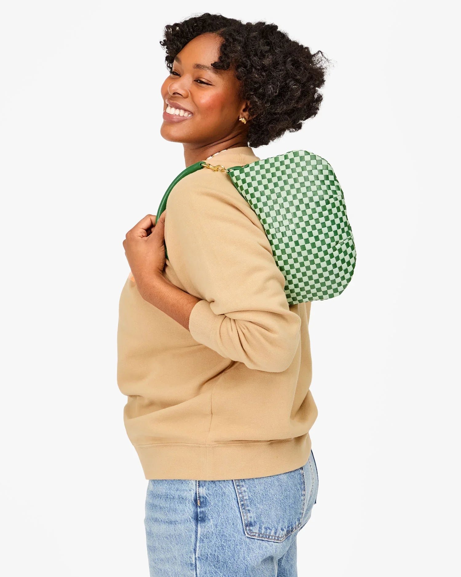 Petit Moyen in Fern & Mist Woven Checker