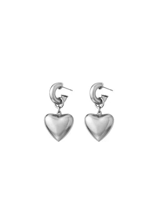 The Puffy Heart Silver Earrings