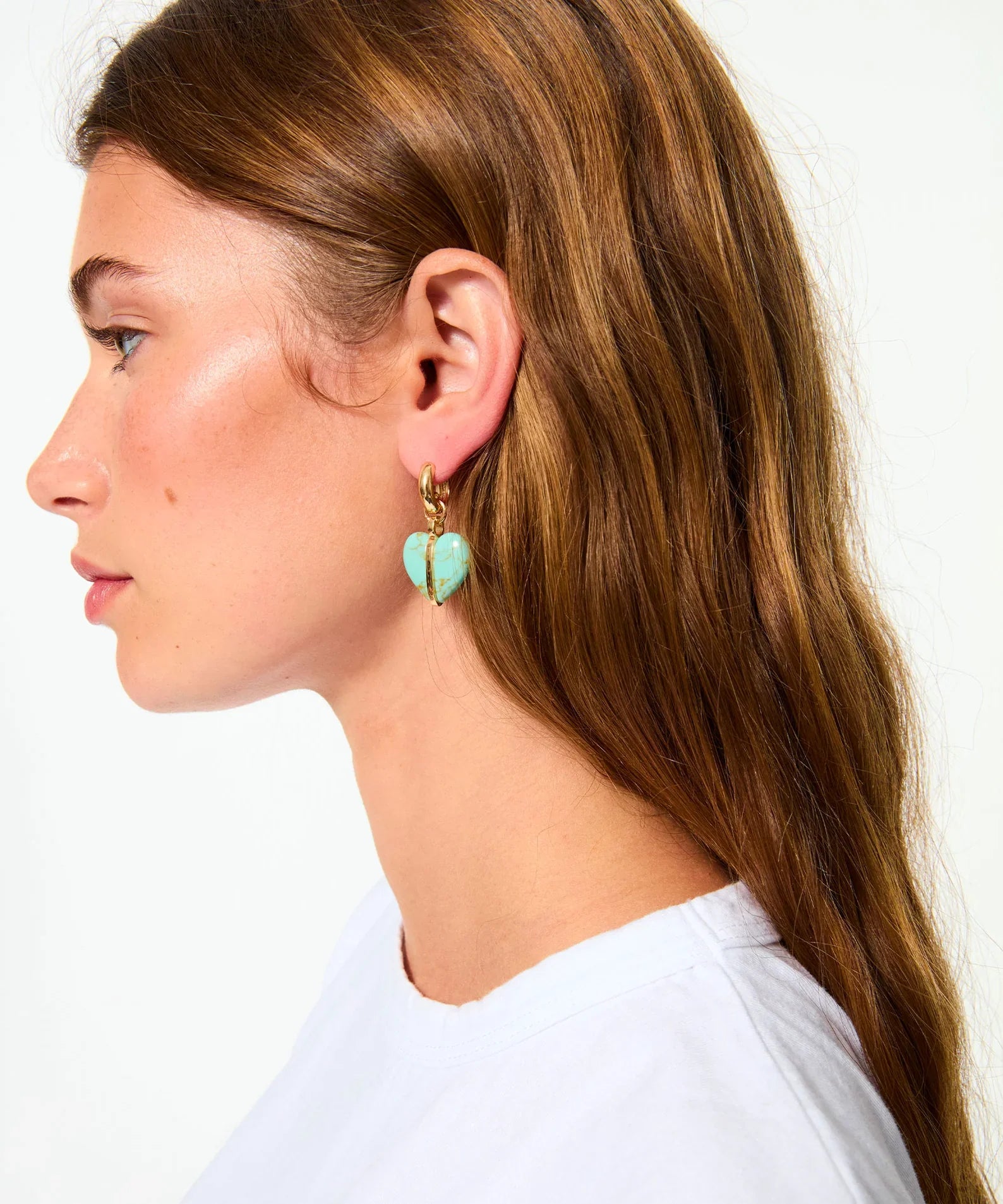 The Stone Mini Heart Earrings in Turquoise