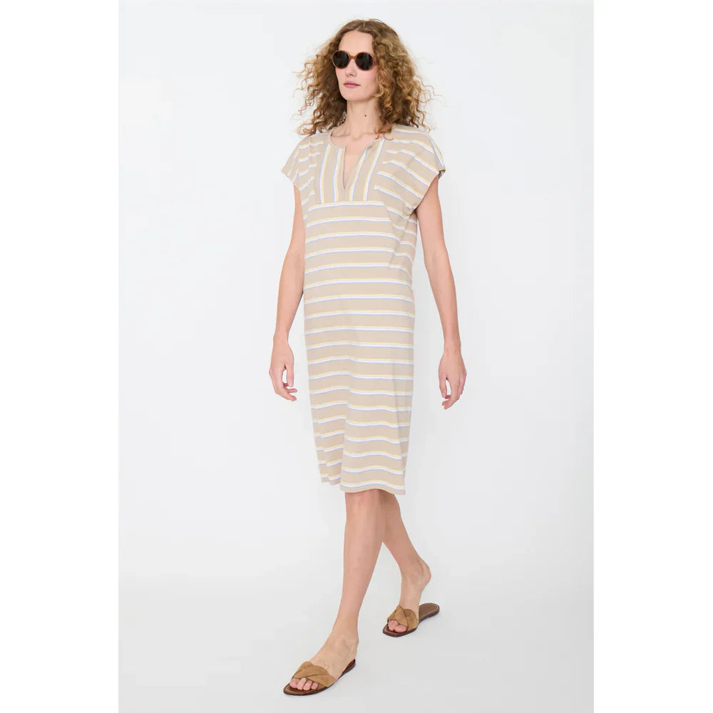 The Rhoda Dress in Sand Multistripe