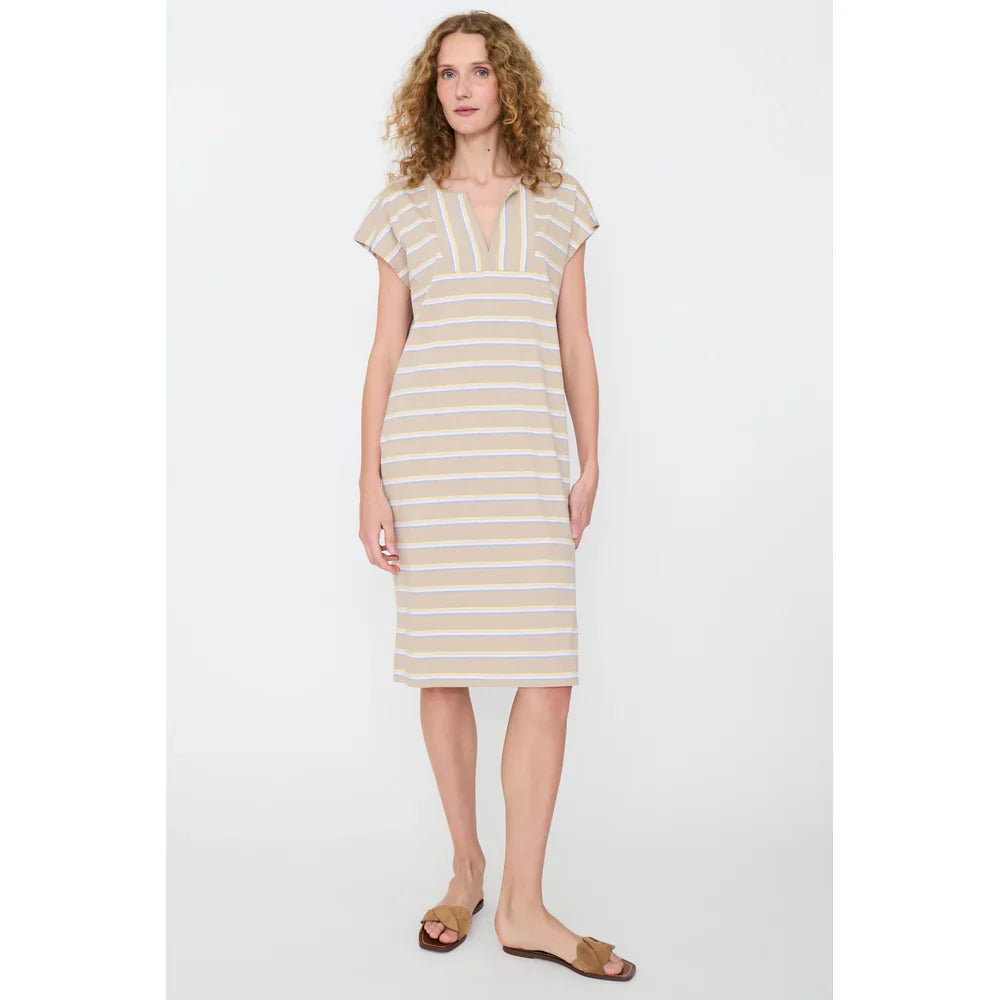 The Rhoda Dress in Sand Multistripe