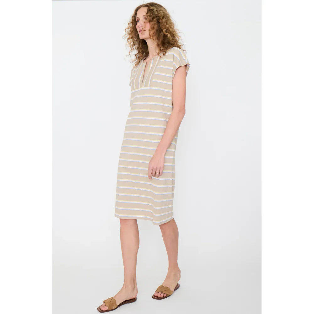 The Rhoda Dress in Sand Multistripe
