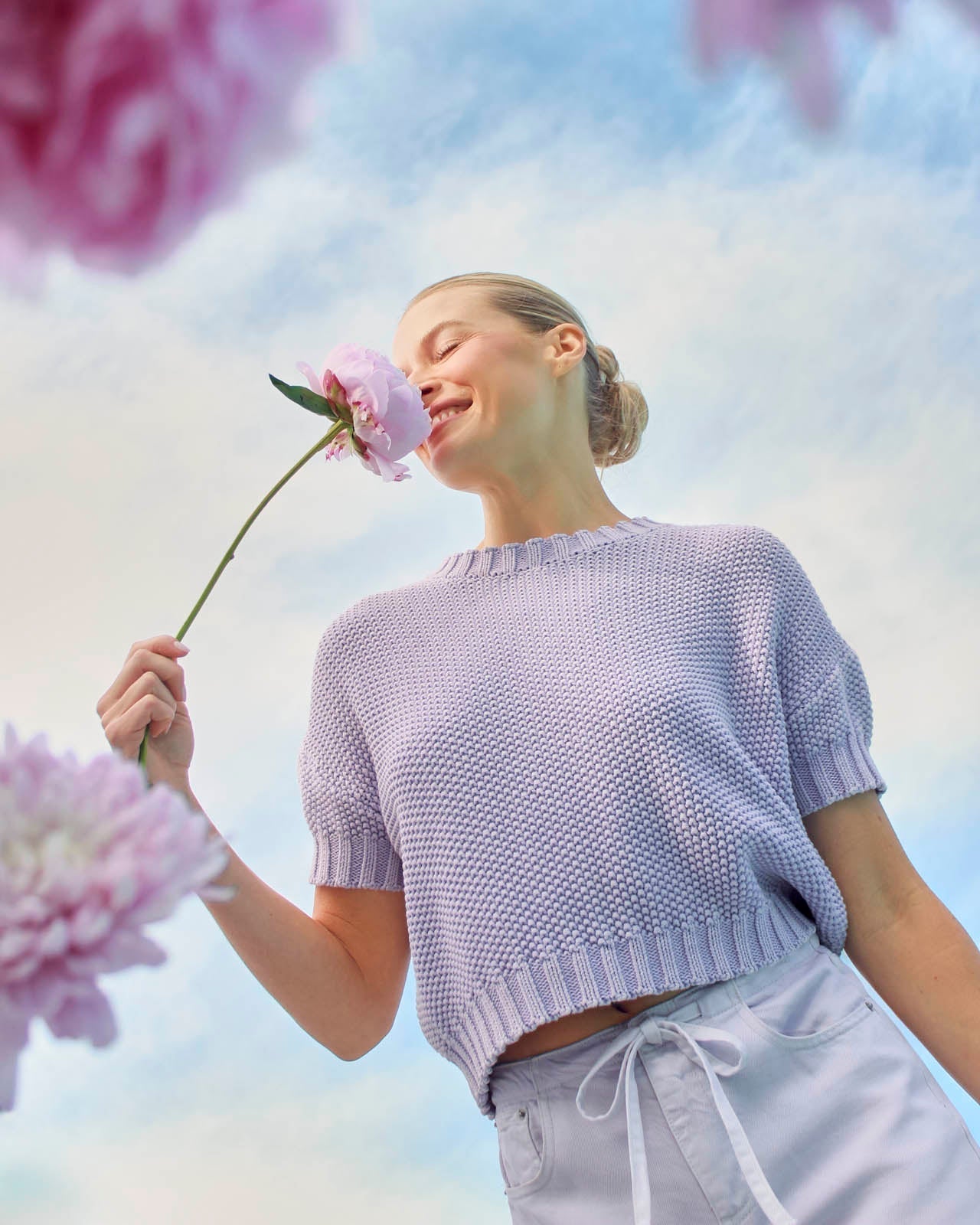 Annmarie Short Sleeve Sweater in Lavender