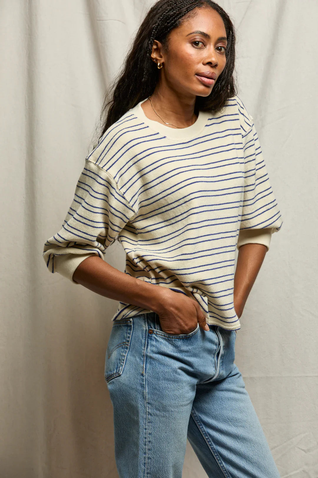 Roxy Sweatshirt in Cobalt/Sugar Stripe