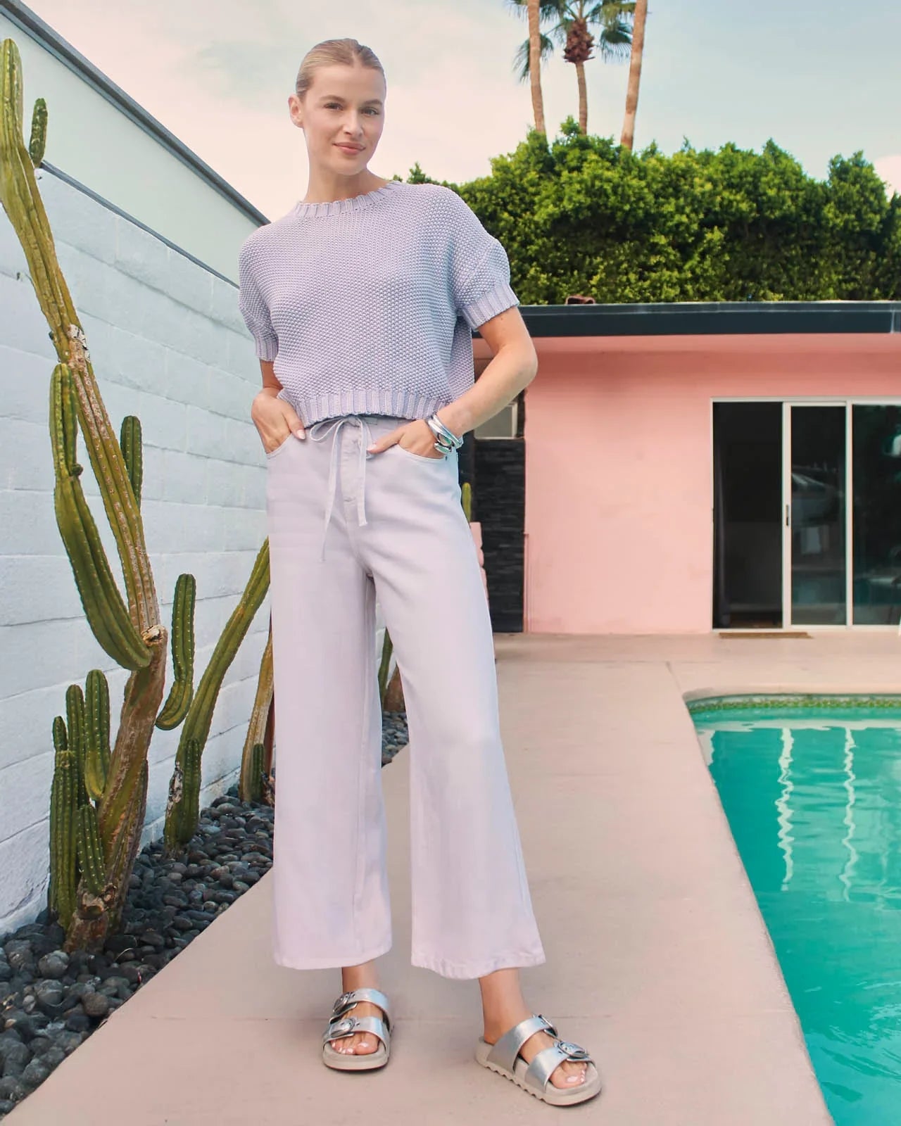 Lounge Denim Crop Pant in Lavender