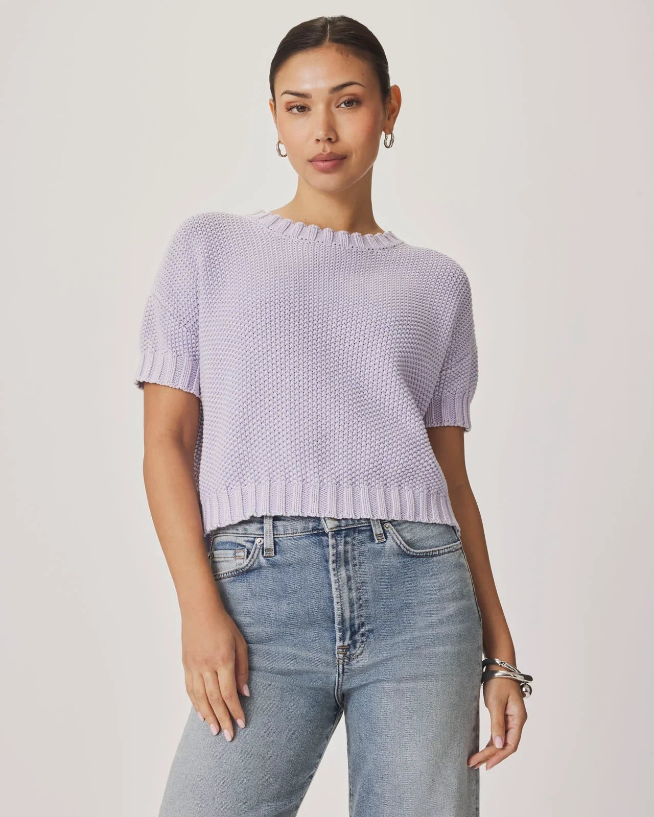 Annmarie Short Sleeve Sweater in Lavender