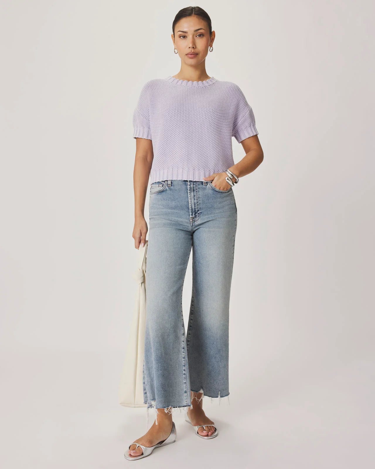 Annmarie Short Sleeve Sweater in Lavender