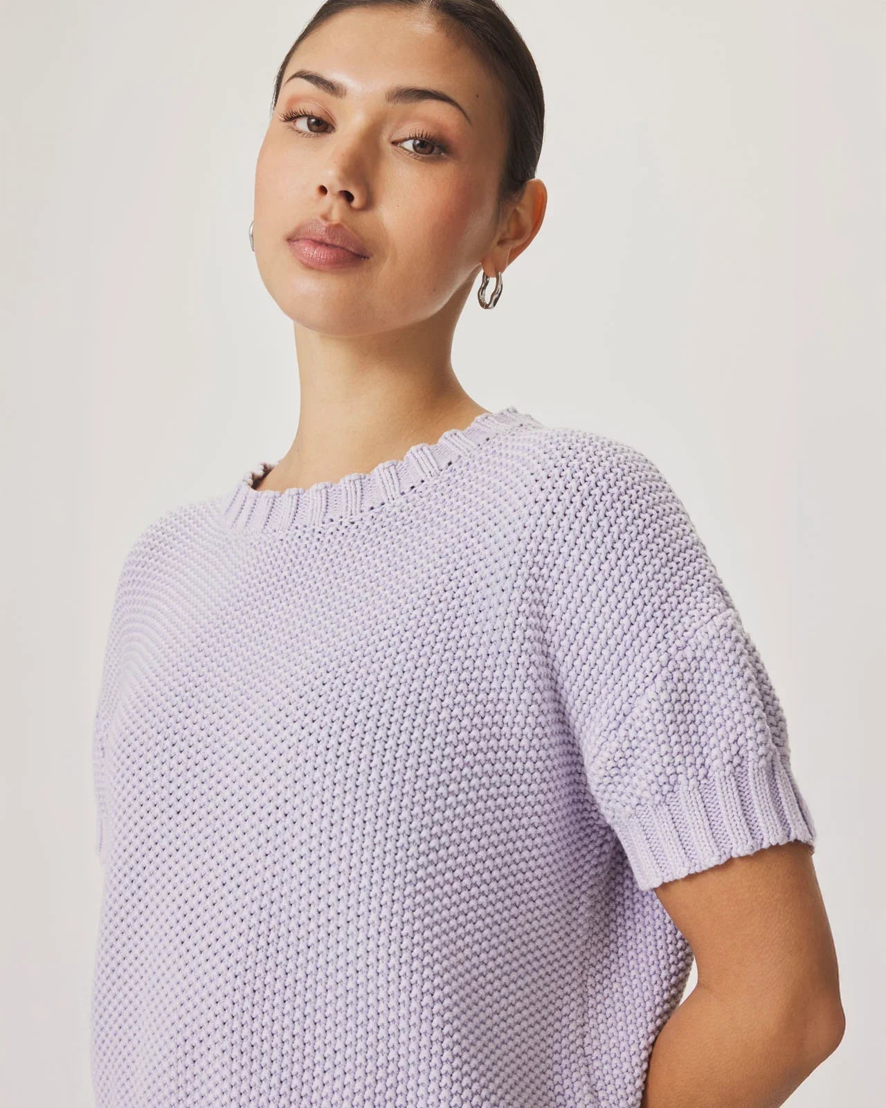 Annmarie Short Sleeve Sweater in Lavender