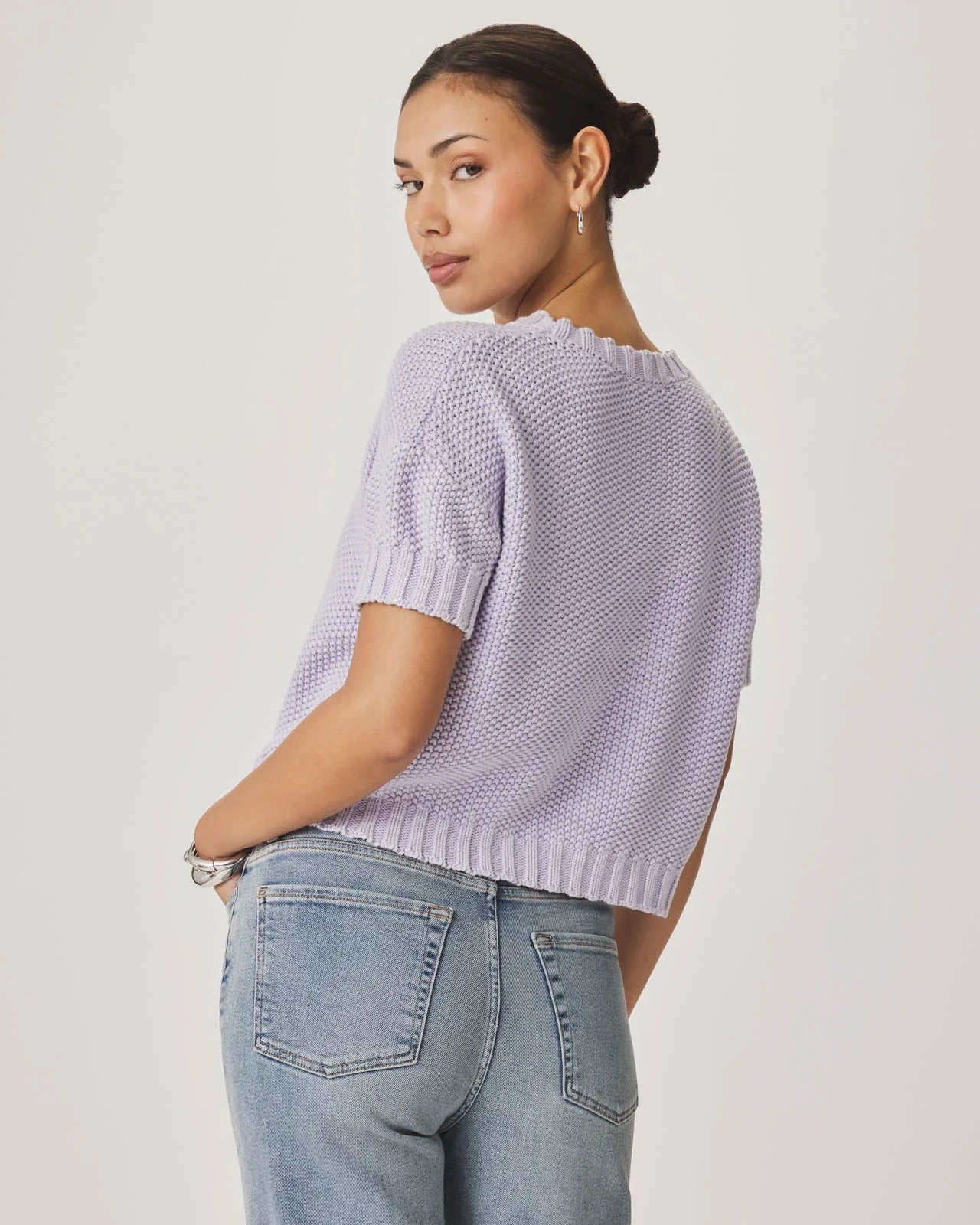 Annmarie Short Sleeve Sweater in Lavender