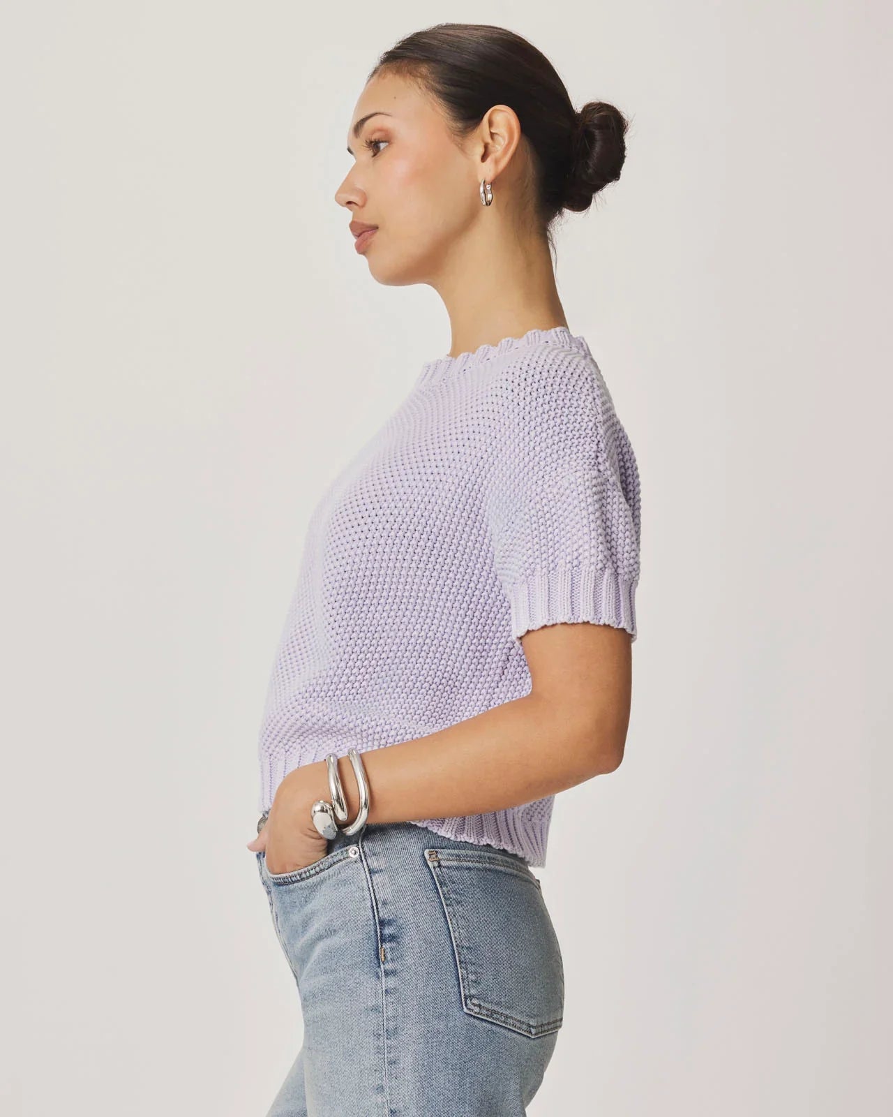 Annmarie Short Sleeve Sweater in Lavender