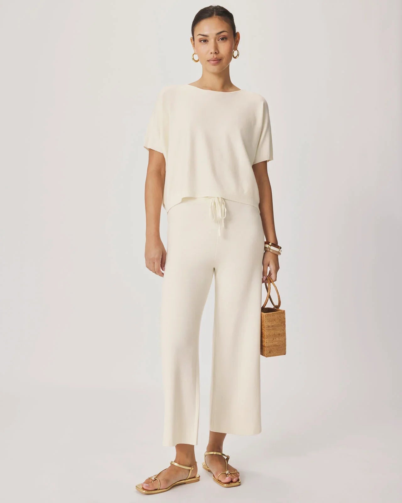 Christa Crop Sweater Pant in Shell