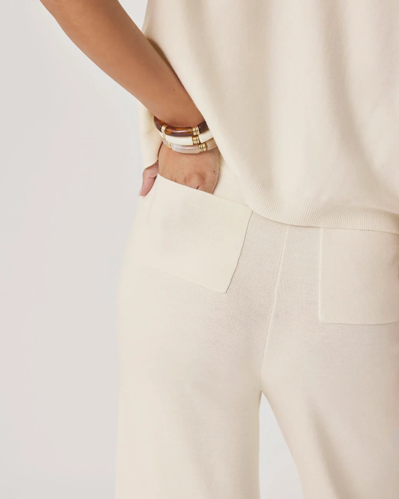 Christa Crop Sweater Pant in Shell