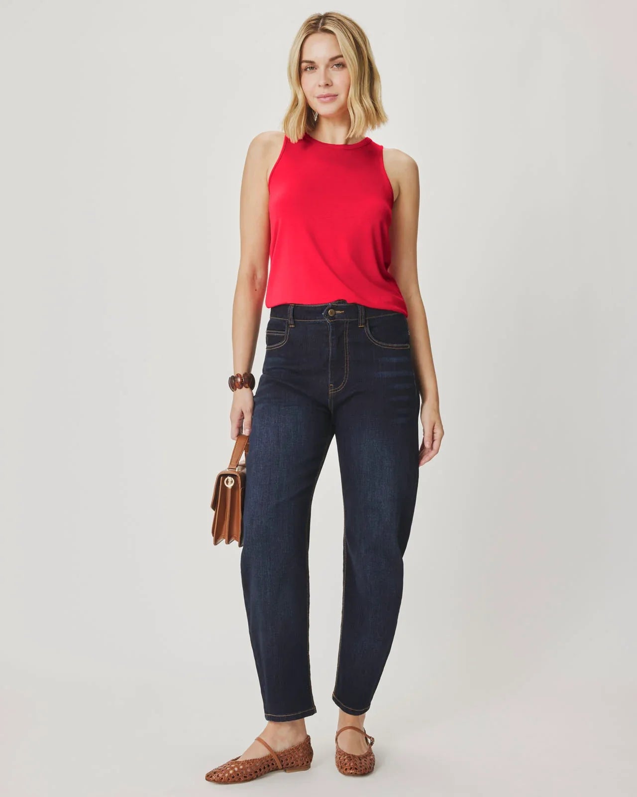 Bamboo High Neck Tank in Scarlet