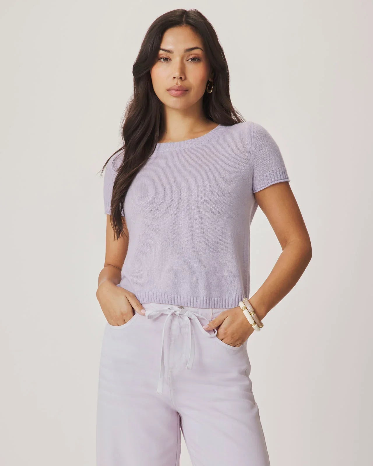 Emerson Short Sleeve Sweater in Lavender